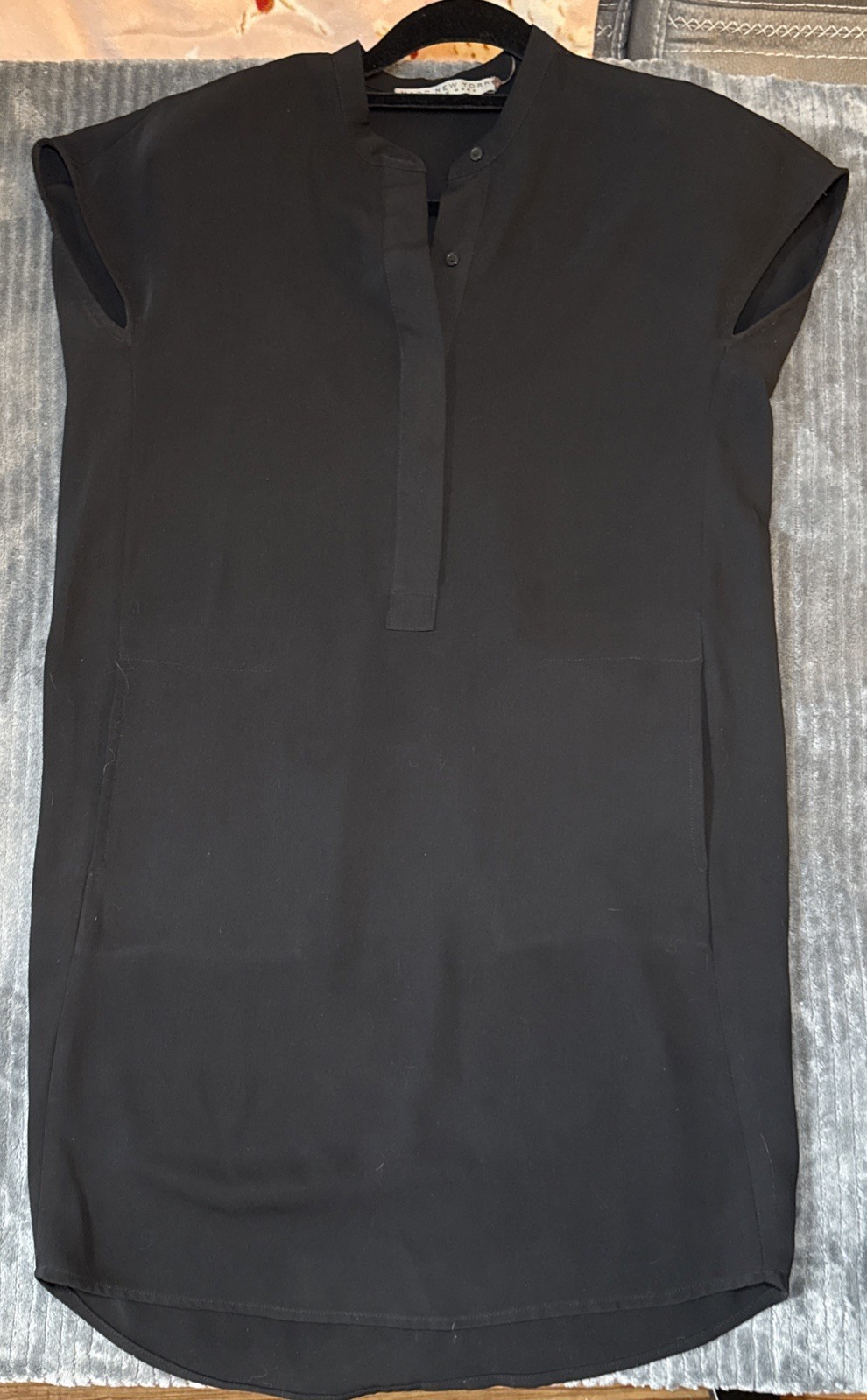 Andrew Marc Tunic Dress Cap Sleeve Black w/ Pockets Minimalist Small 2 Dry Clean