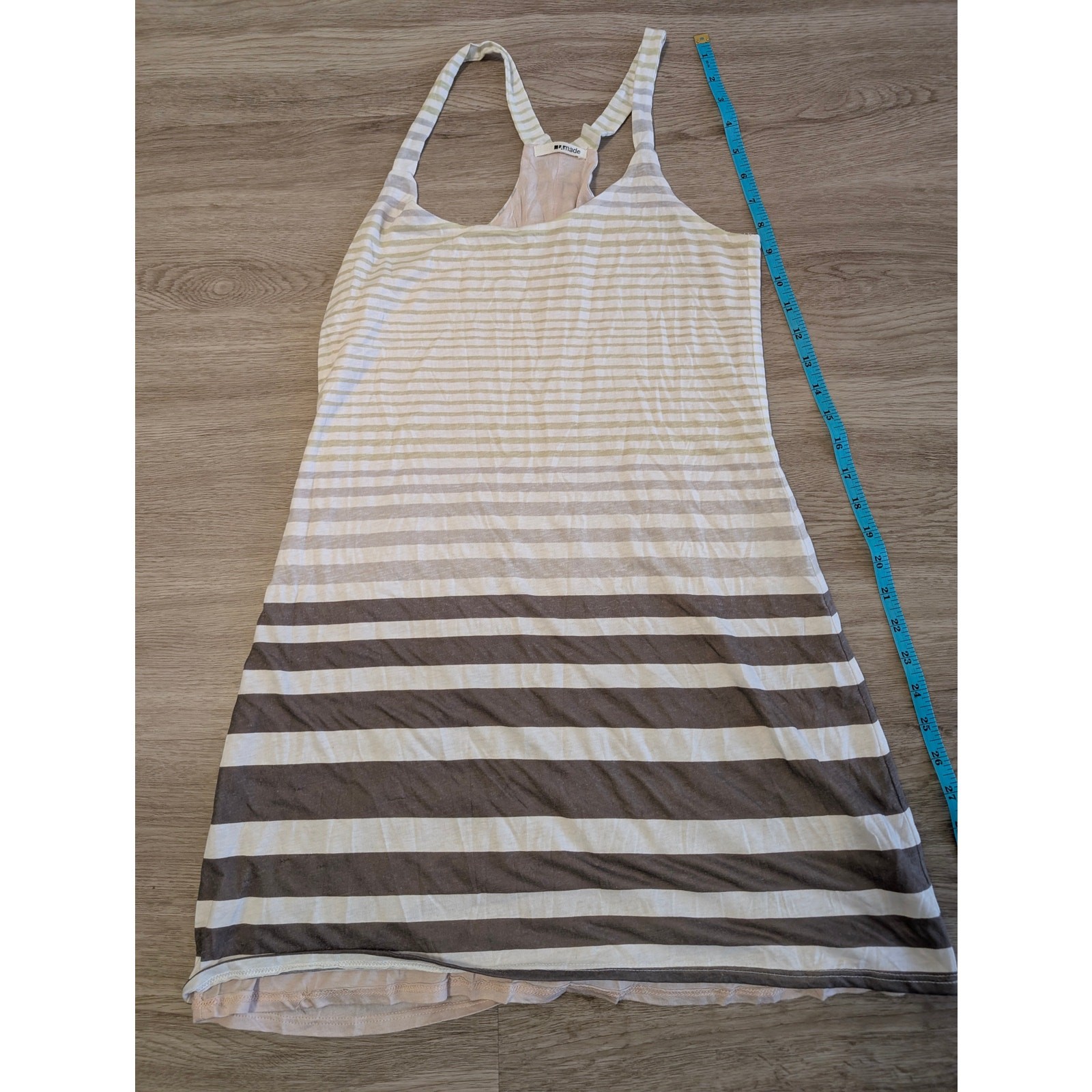 Ella Moss Striped Dress Womens Medium M Brown Beige Racerback Jersey Mini Tank
