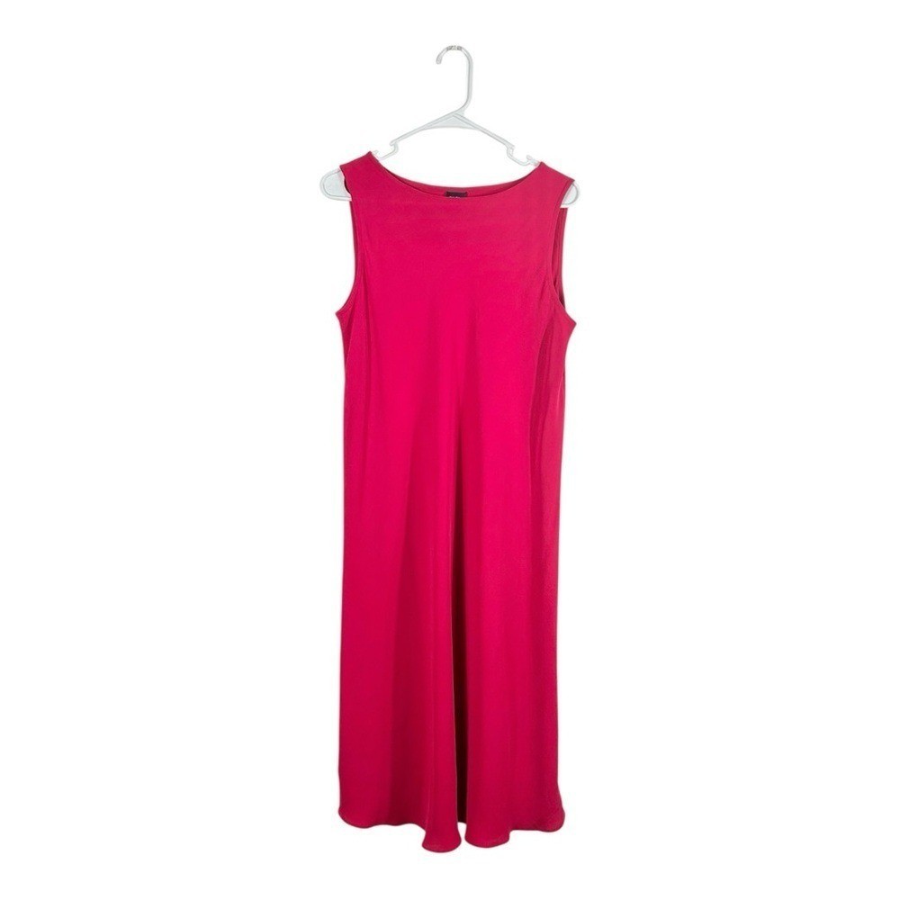 Eileen Fisher Pink Georgette Crepe Scoop Neck Dress