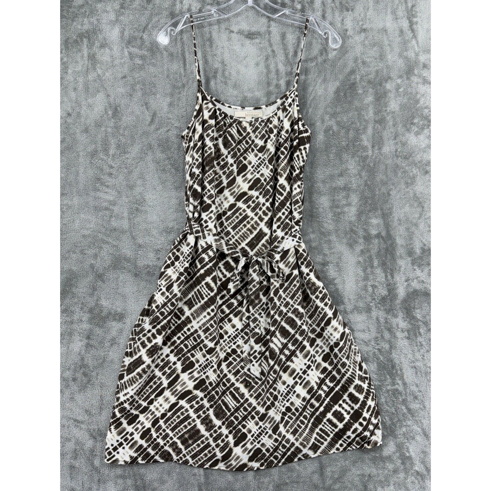 Banana Republic Dress Womens 10 Mini A Line Bohemian Belted Pockets Lined Brown