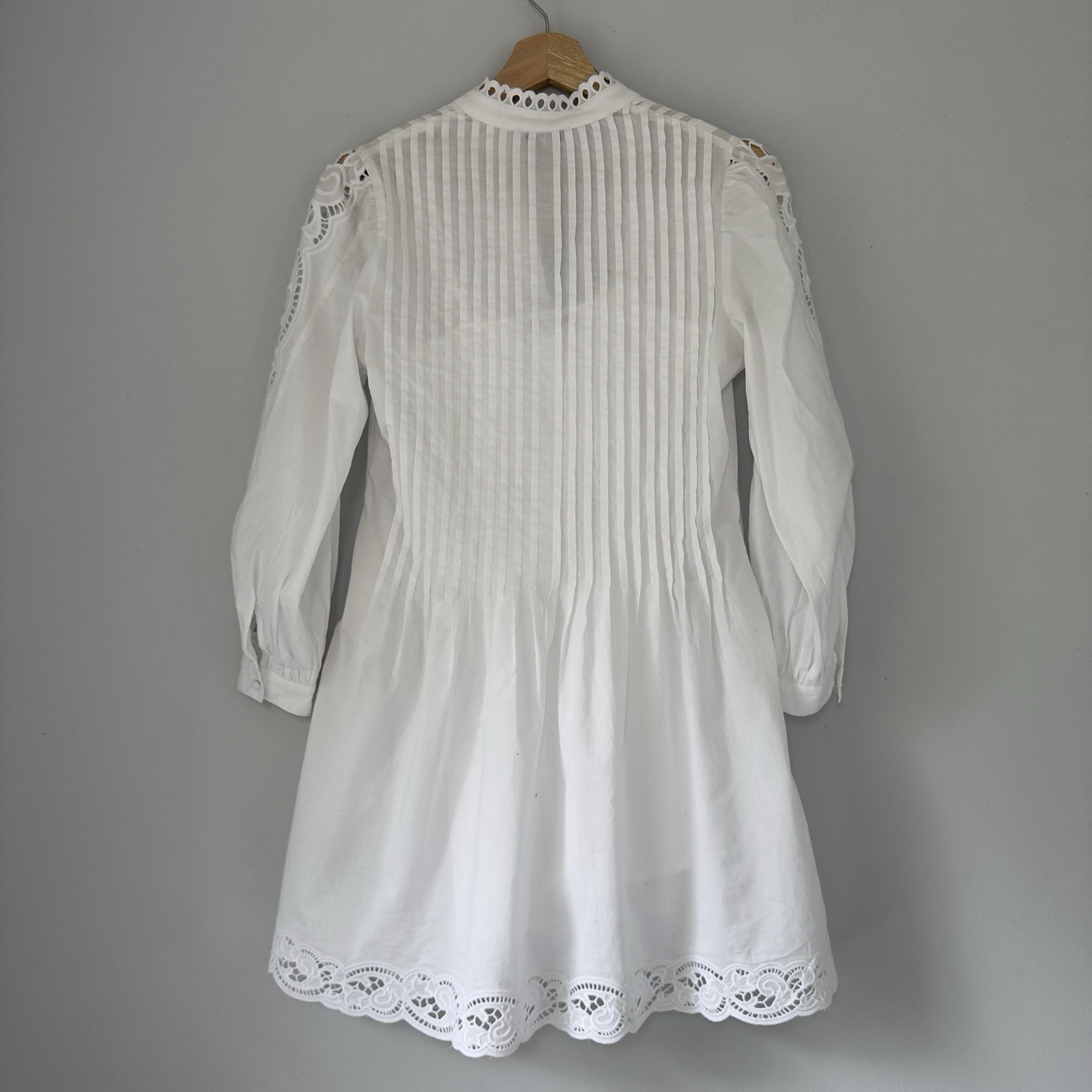 NWT Madewell Sz XXS Pintucked Eyelet Mini Dress White Embroidery Cotton NU568