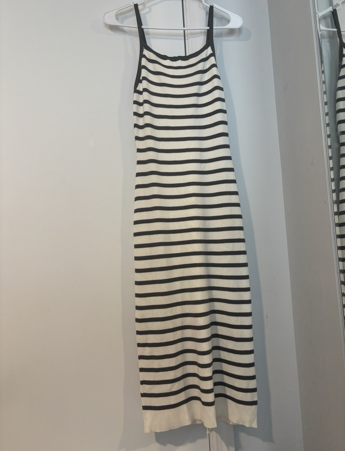 Madewell XS dark green & White Strappy Sleeveless Midi Dress size medium