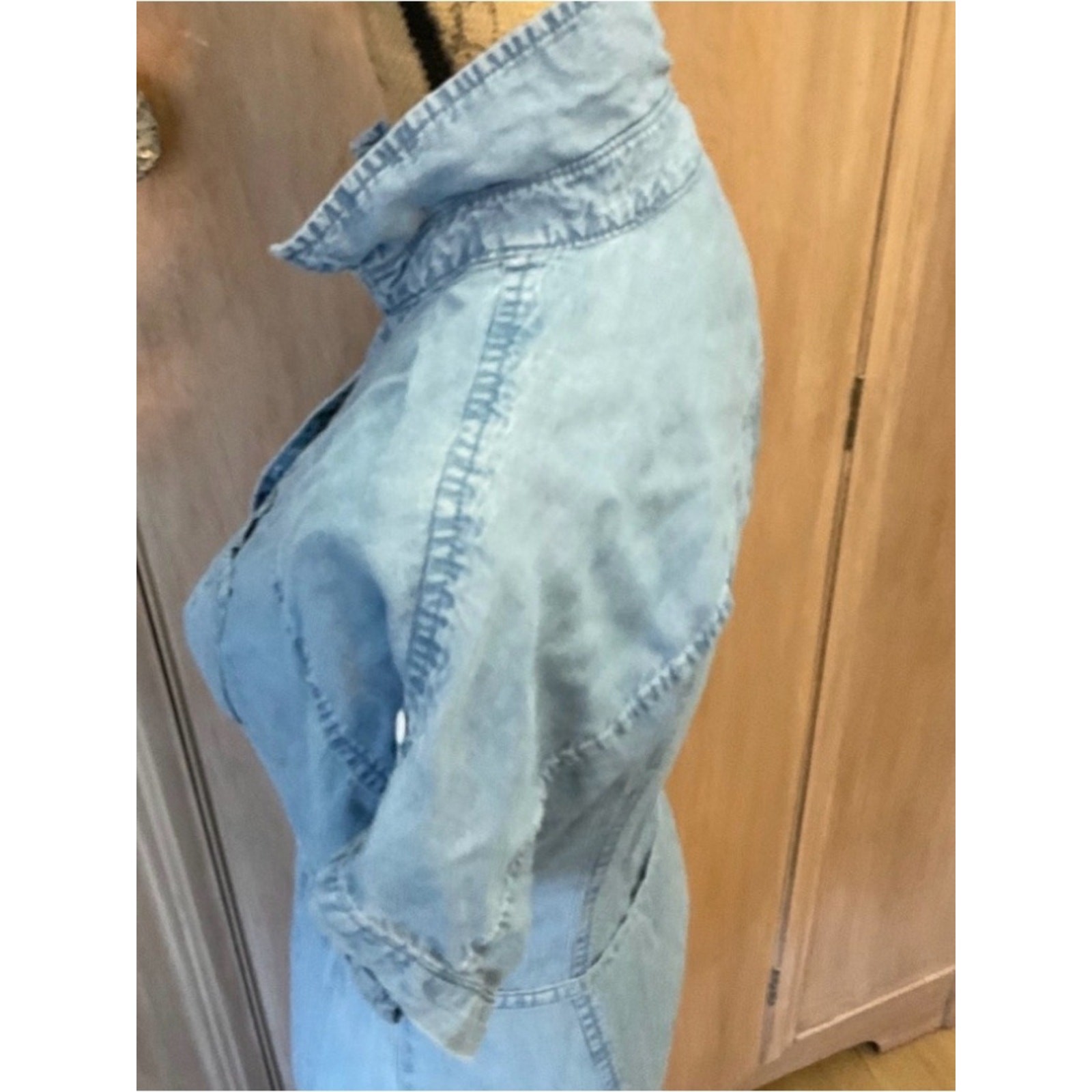 Guess Women’s Light Blue V-Neck Short Sleeve Chambray Mini Dress belt XS