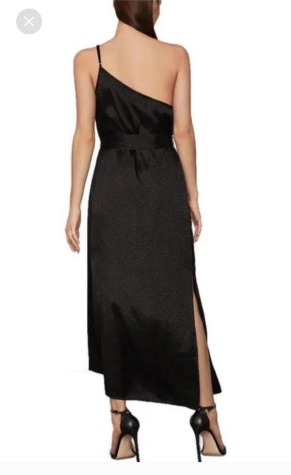 BCBGMAXAZRIA Satin One Shoulder Slip Dress XXS Black Cocktail NEW Maxi Whimsy