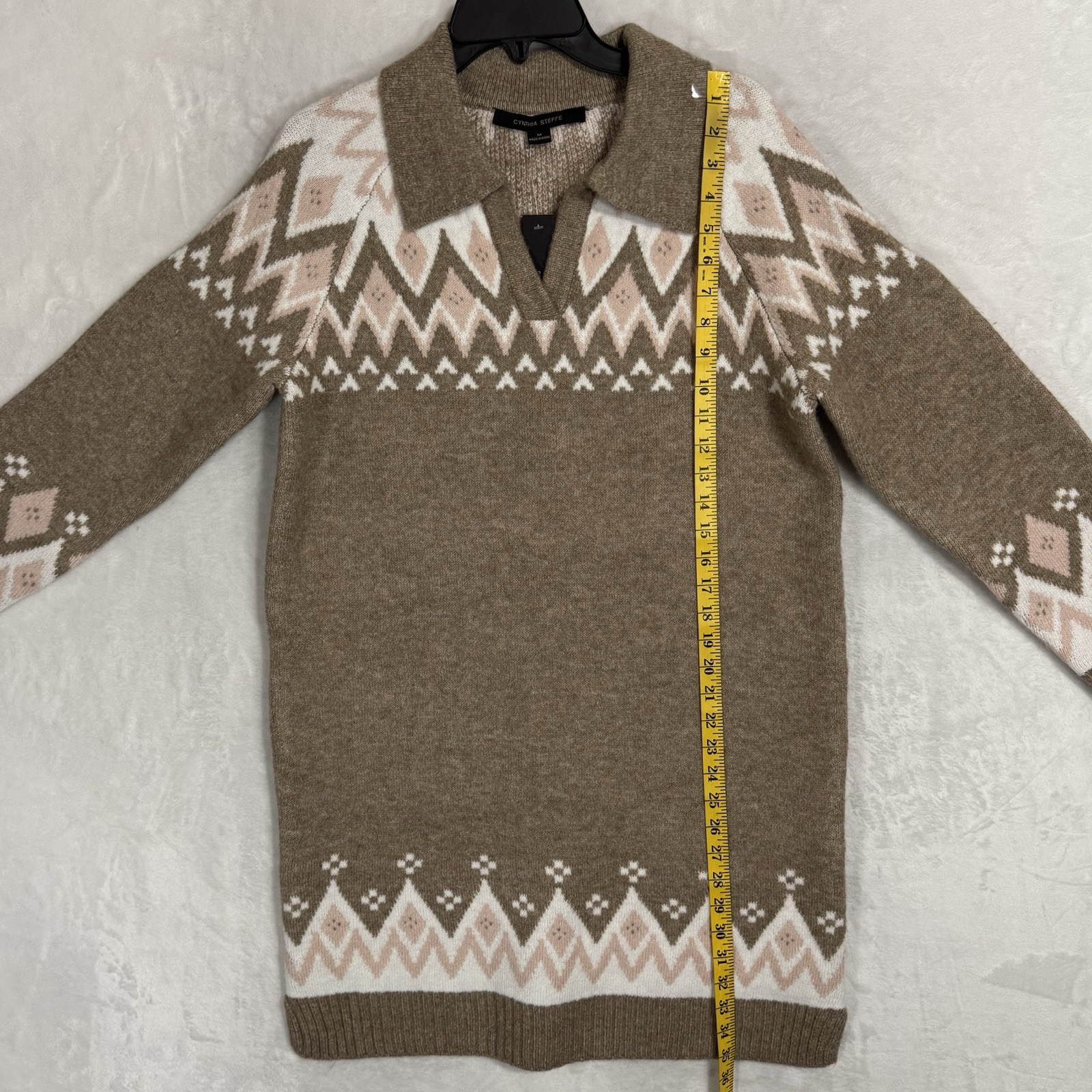 NWT Cynthia Steffe Cozy Fair Isle Sweater Dress Size M Relaxed Preppy Collared