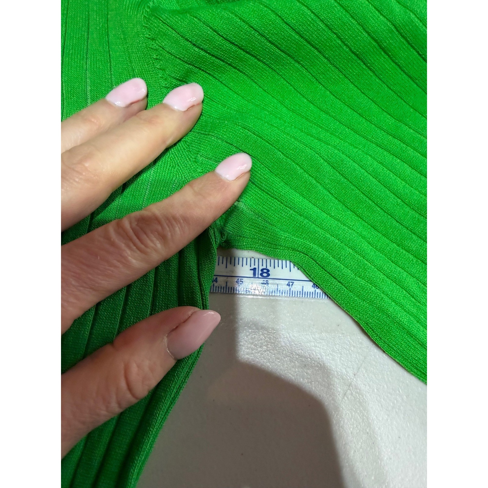 JUST FEMALE Fresh Dress Womens L Kelly Green Ribbed Knit Midi Scandi Bright