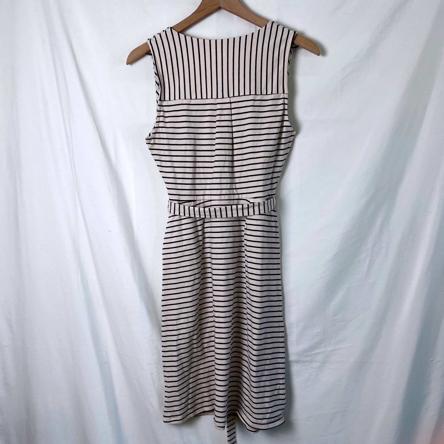 Monteau Womens Striped Sleeveless Mini Dress Cream Navy Size M Nautical Travel