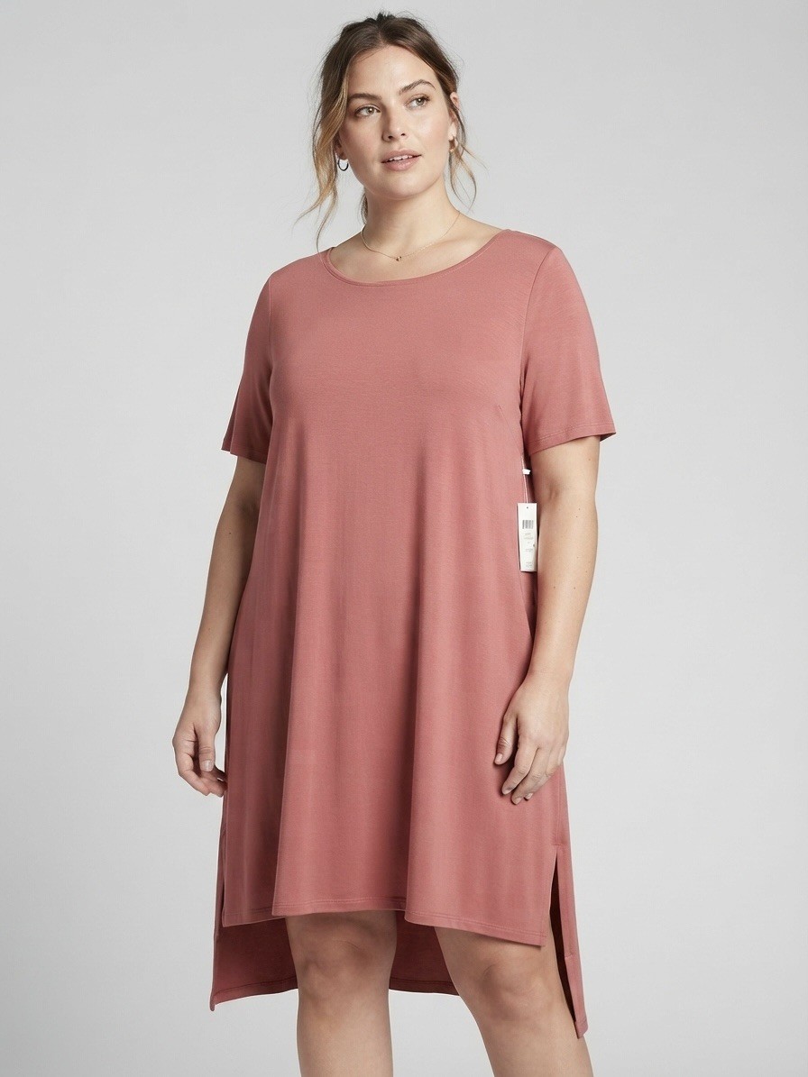 Eileen Fisher Chutney Tencel Lyocell Ballet Neck Dress 1X (It has detail)