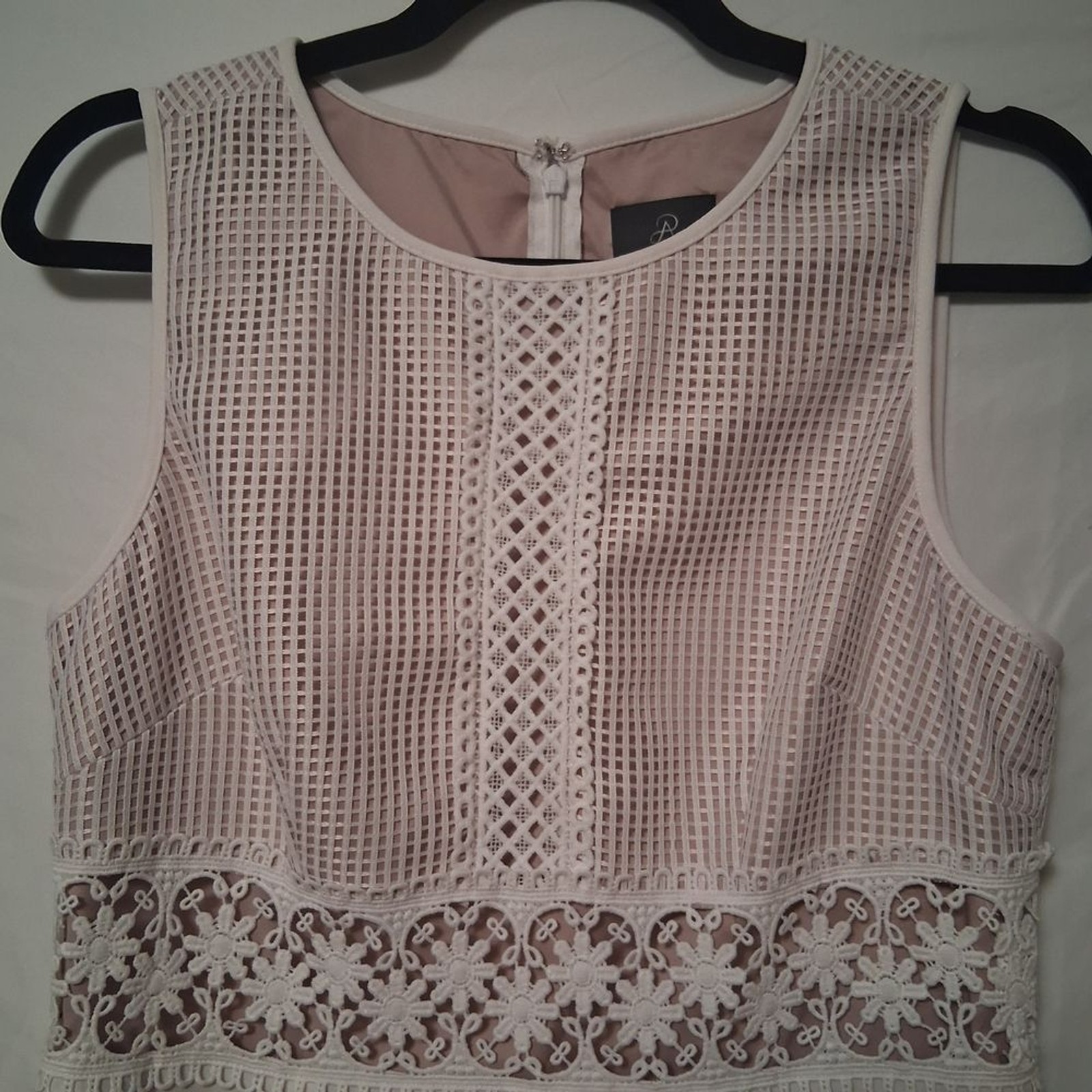 Adrianna Papell Soft White and Blush Lining Dress Size 8