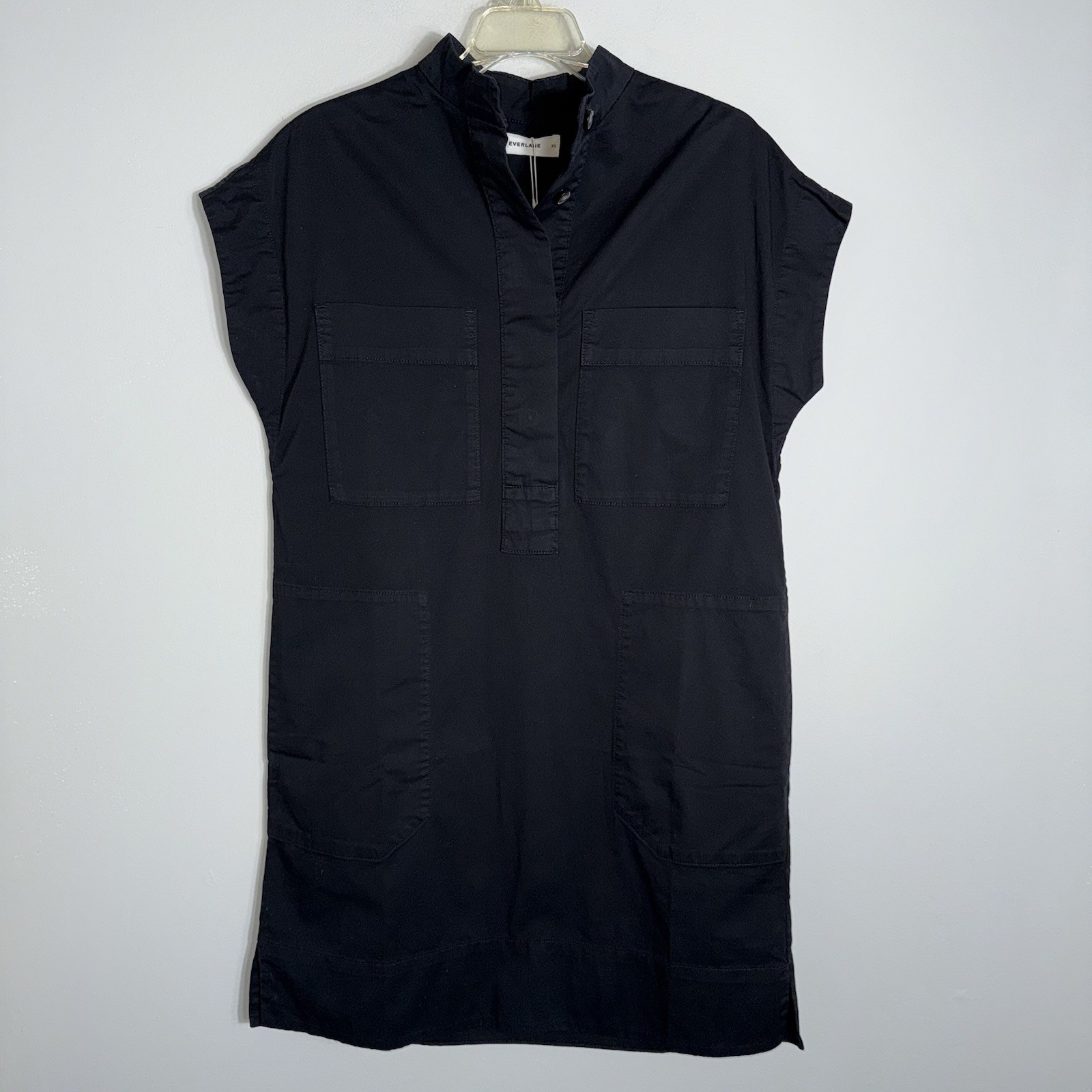 Everlane The Easy Workwear Dress-Black-Organic Cotton Blend-XS-NWT
