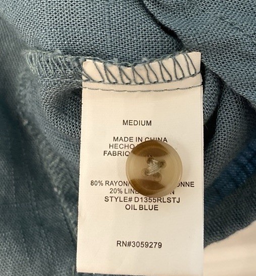 Women’s Oil Blue Button Up 80% Rayon 20% Linen Dress With Belt By Thread+Supply
