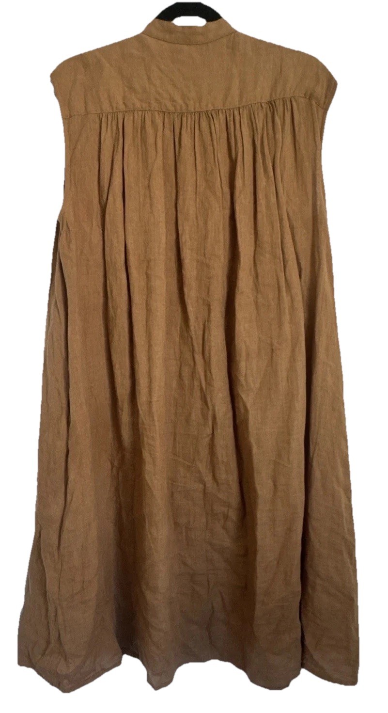 ICHI Women’s Linen Canvas Sleeveless Maxi Dress Tan Camel One Size