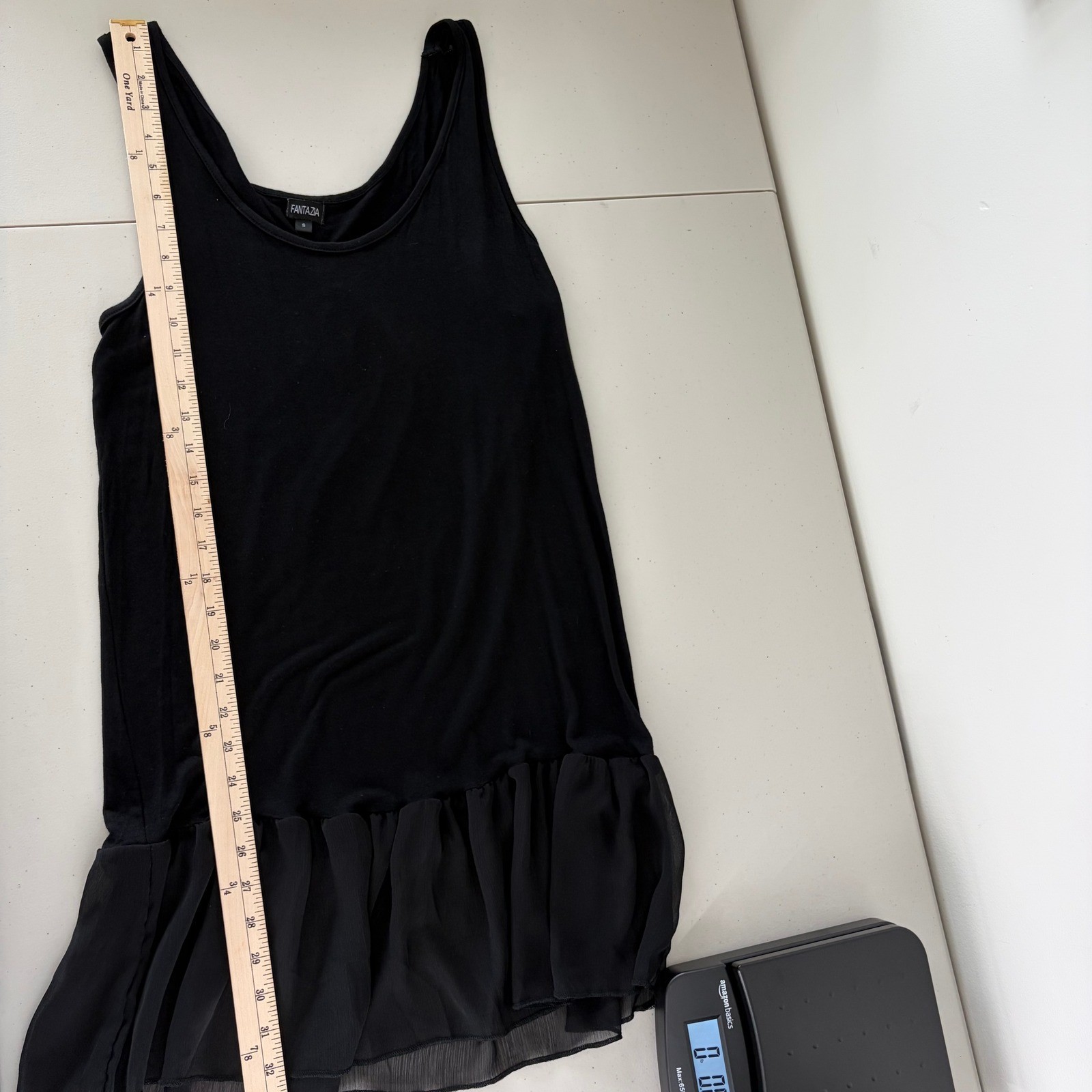 Fantazia Chiffon Hem Mini Dress S Black Cotton Blend Goth 90s Grunge Whimsigoth