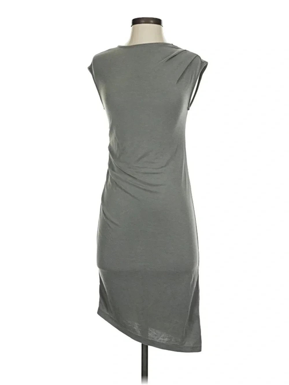Topshop Sleek Asymmetric Grey Cap-Sleeve Dress Size 2