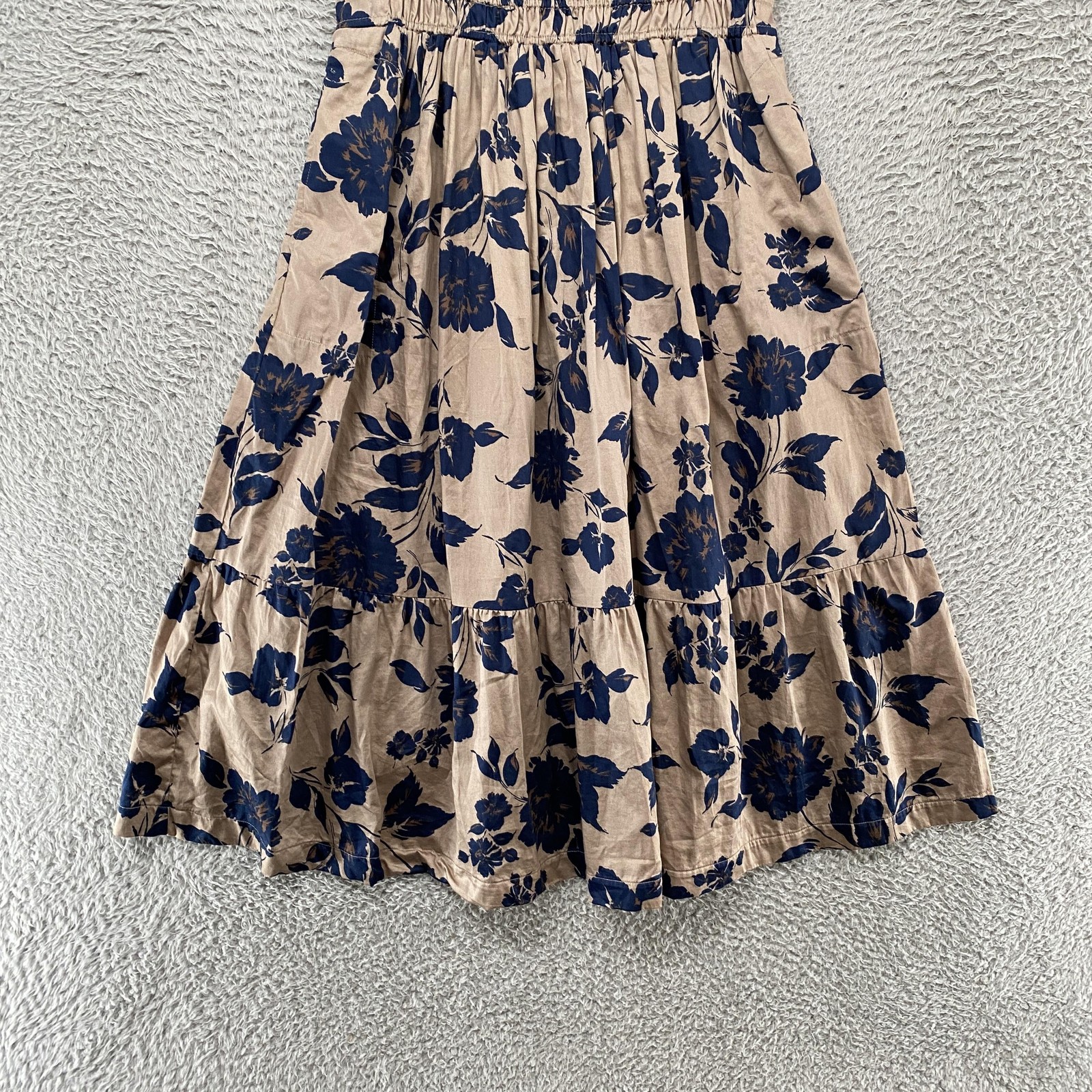 J. Jill Dress Womens S Petite Floral Carefree Smocked Fit Flare Midi Sundress