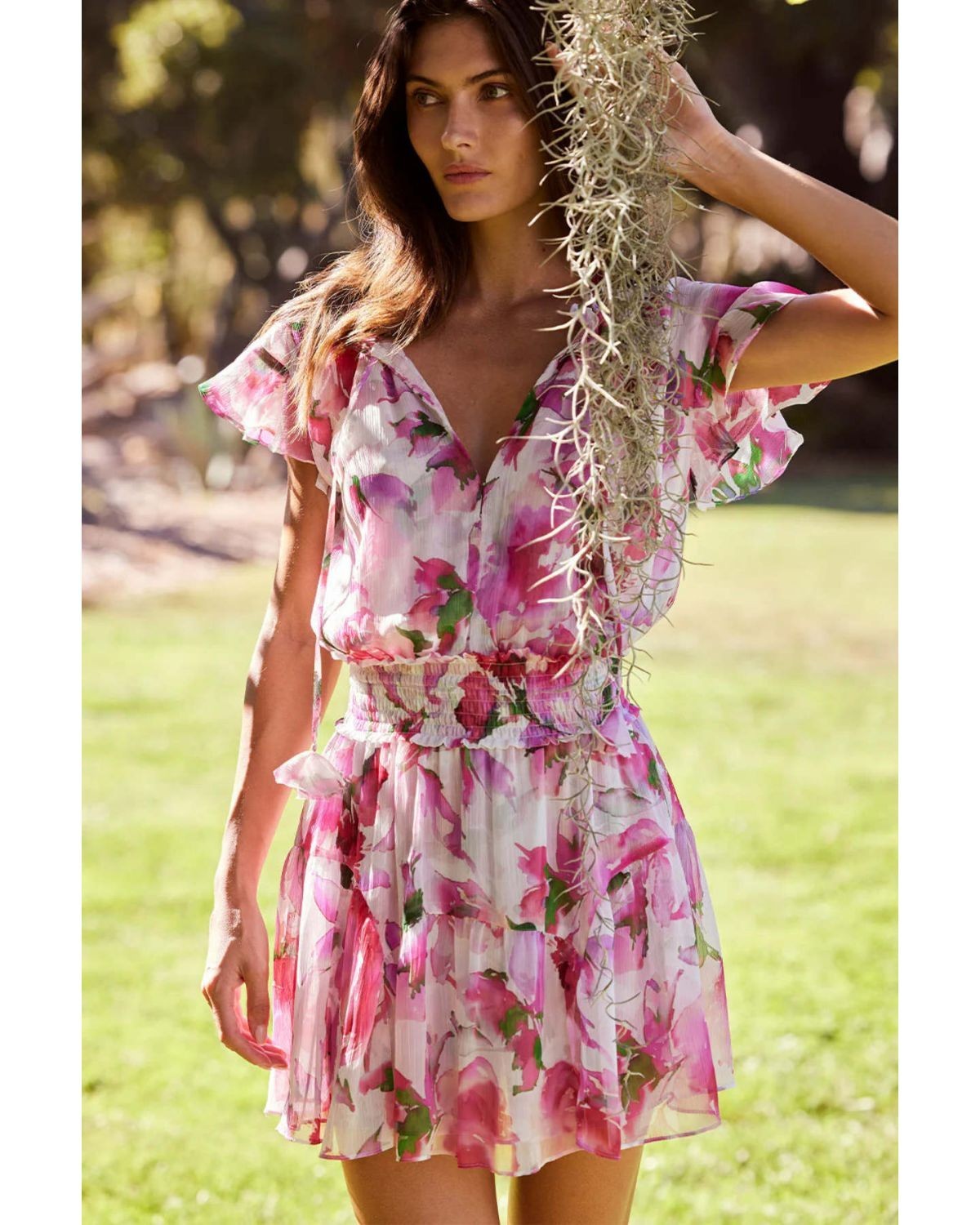 Misa Los Angeles Natalia Dress in Garden Fuchsia Size Large