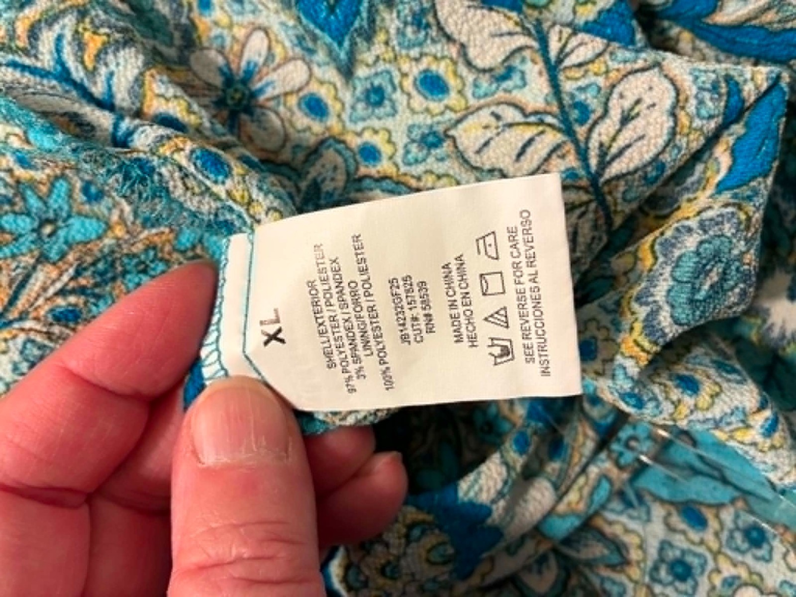 Speechless Teal Blue Floral Paisley Smocked Tiered Mini Dress XL