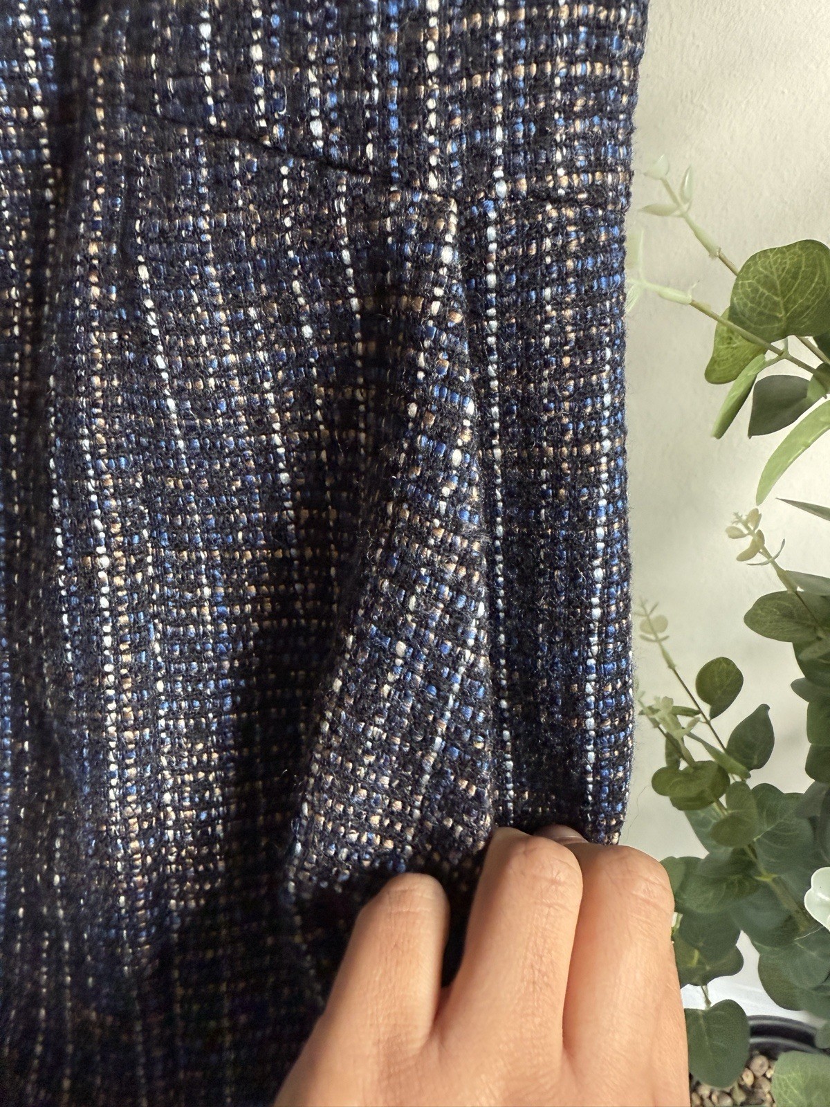 Monsoon UK 10 Blue & Black Tweed Bouclé Dress – Sleeveless Smart Work Office