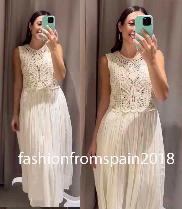 ZARA NEW WOMAN ZW COLLECTION EMBROIDERED MIDI DRESS ECRU S,M,L 6895/071/712