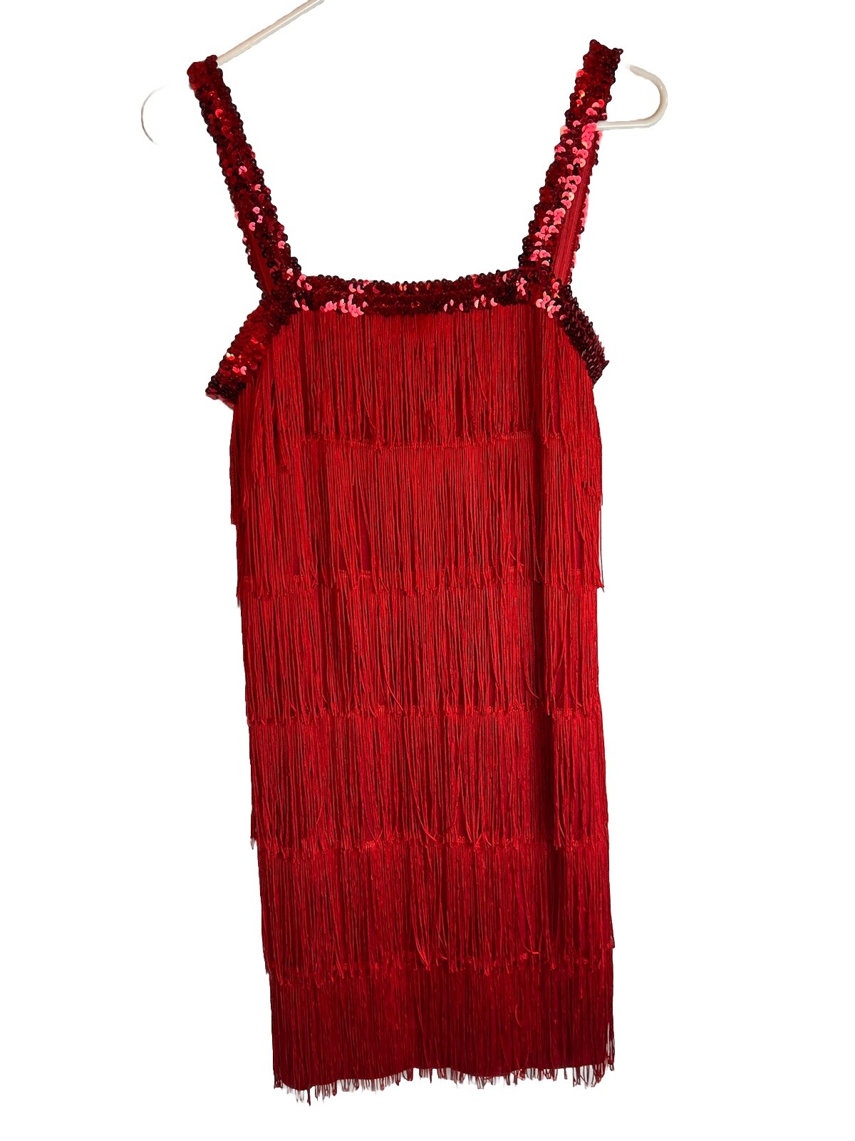 Flapper Dress Red Dance Prom Women’s 8 – 10 Sequins Fringe Lined, 3% Spandex