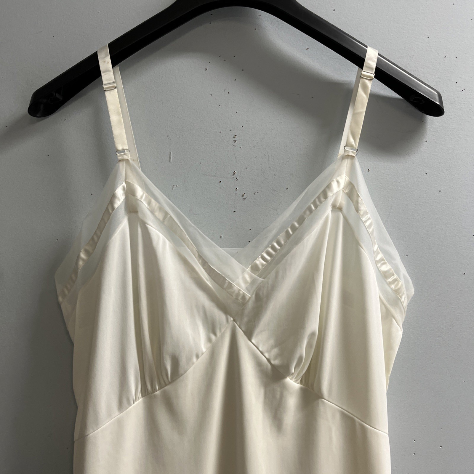 Vintage Y2K Dress Womens L White Nylon Babydoll Maxi Whimsigoth Fairy Coquette