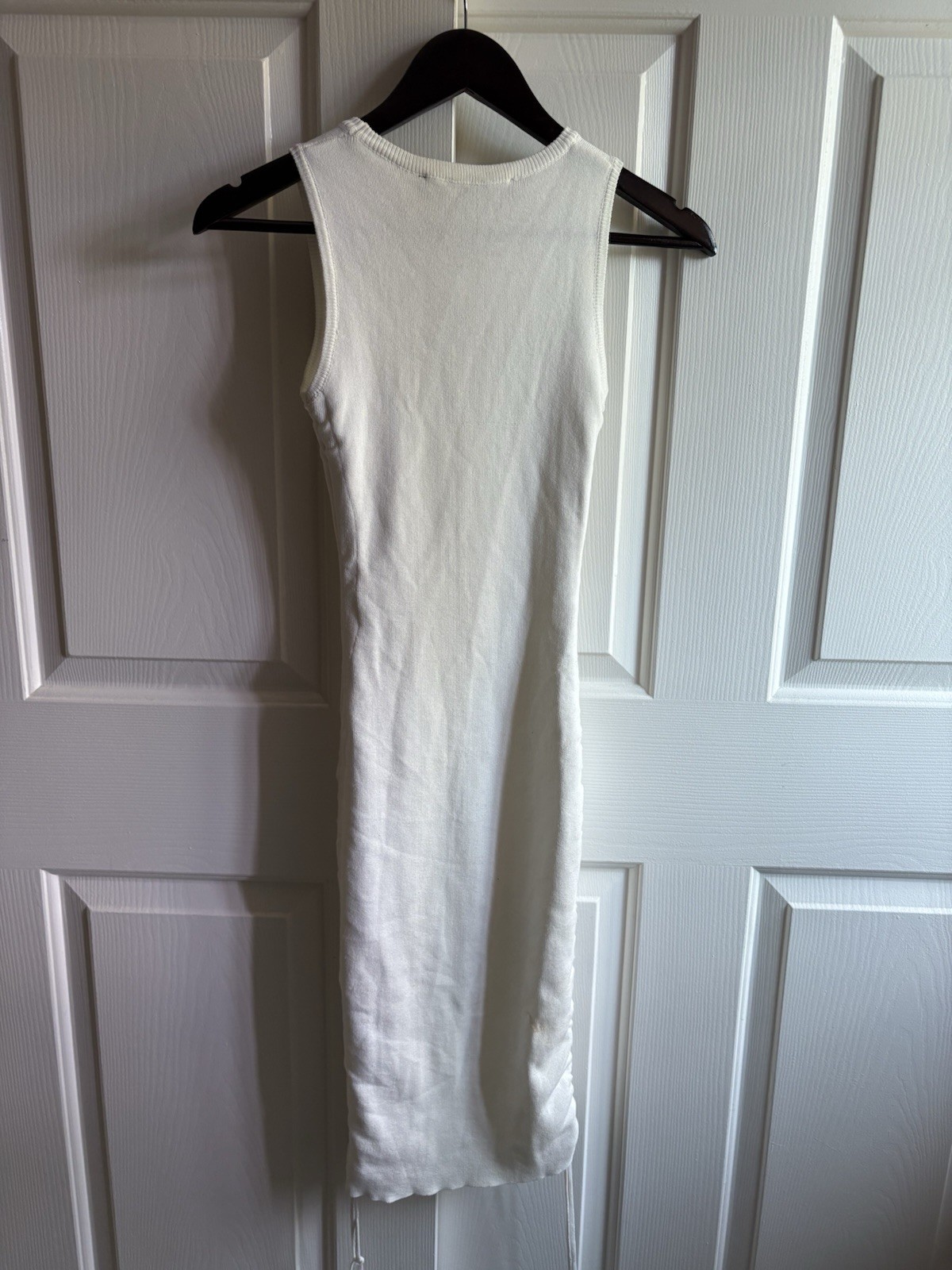 LIONESS Military Minds Mini White Ribbed Rushed Mini Dress Size XXS