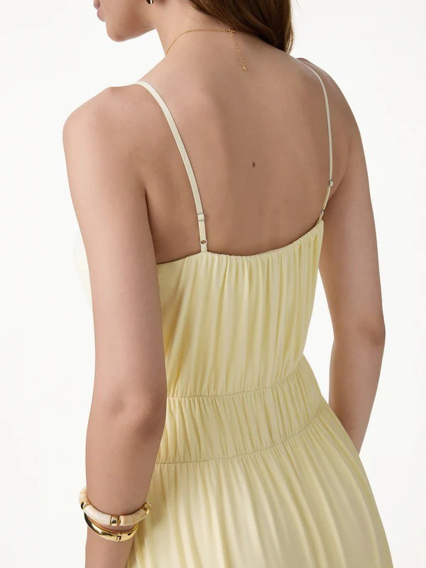 Vacay Gathered U-Neck Spaghetti Midi Bra Dress with Pockets – Free SHIPPING