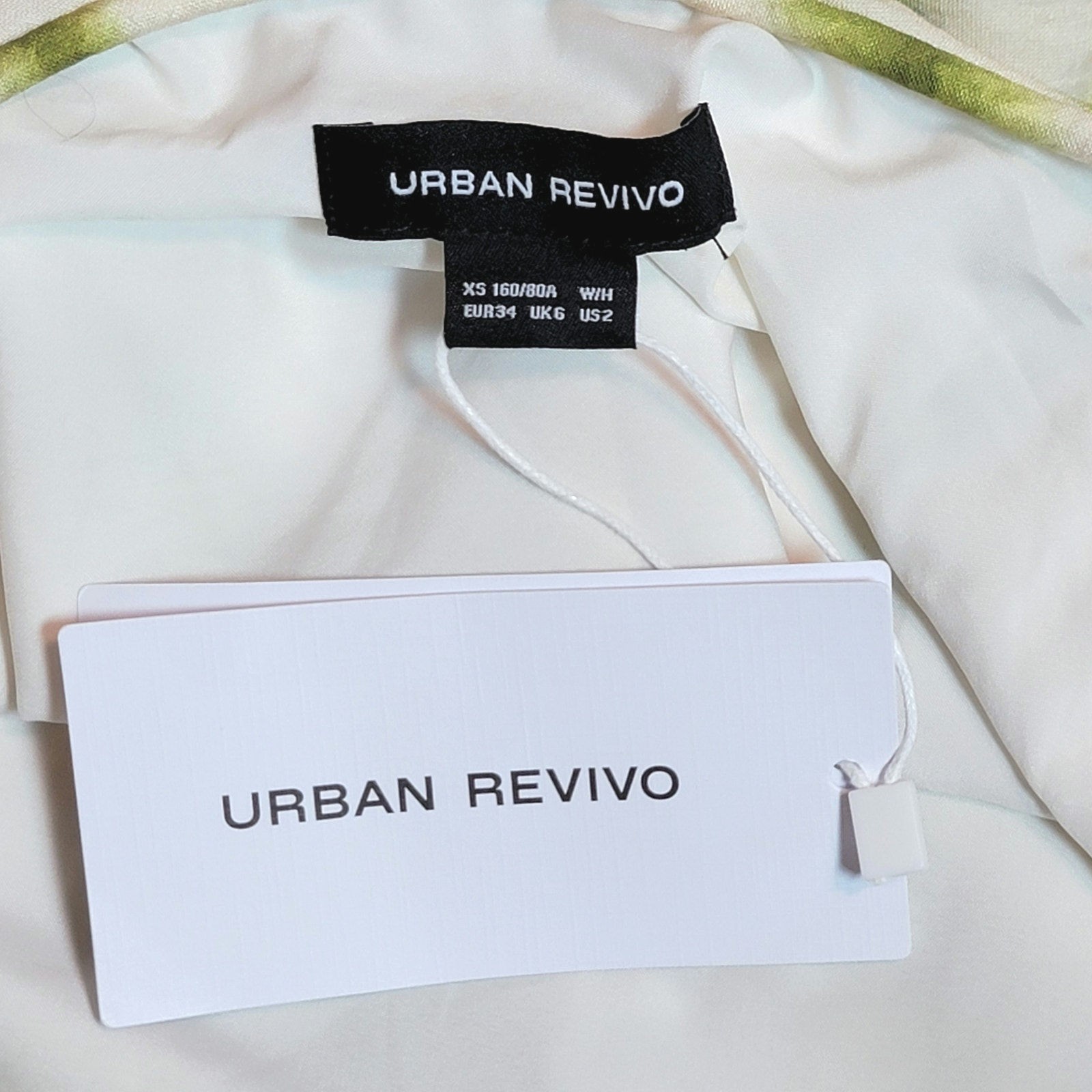 Urban Revivo Linen Blend Leaf Print Maxi Dress Sleeveless Slip Green NWT XS