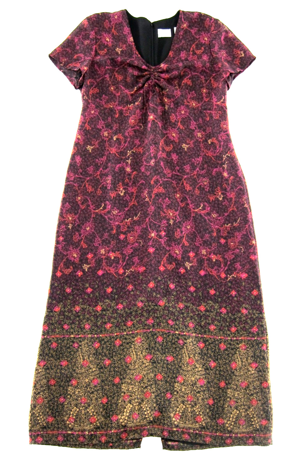Emma James Liz Claiborne Pink Orange Brown Short Sleeve Long Maxi Dress 14