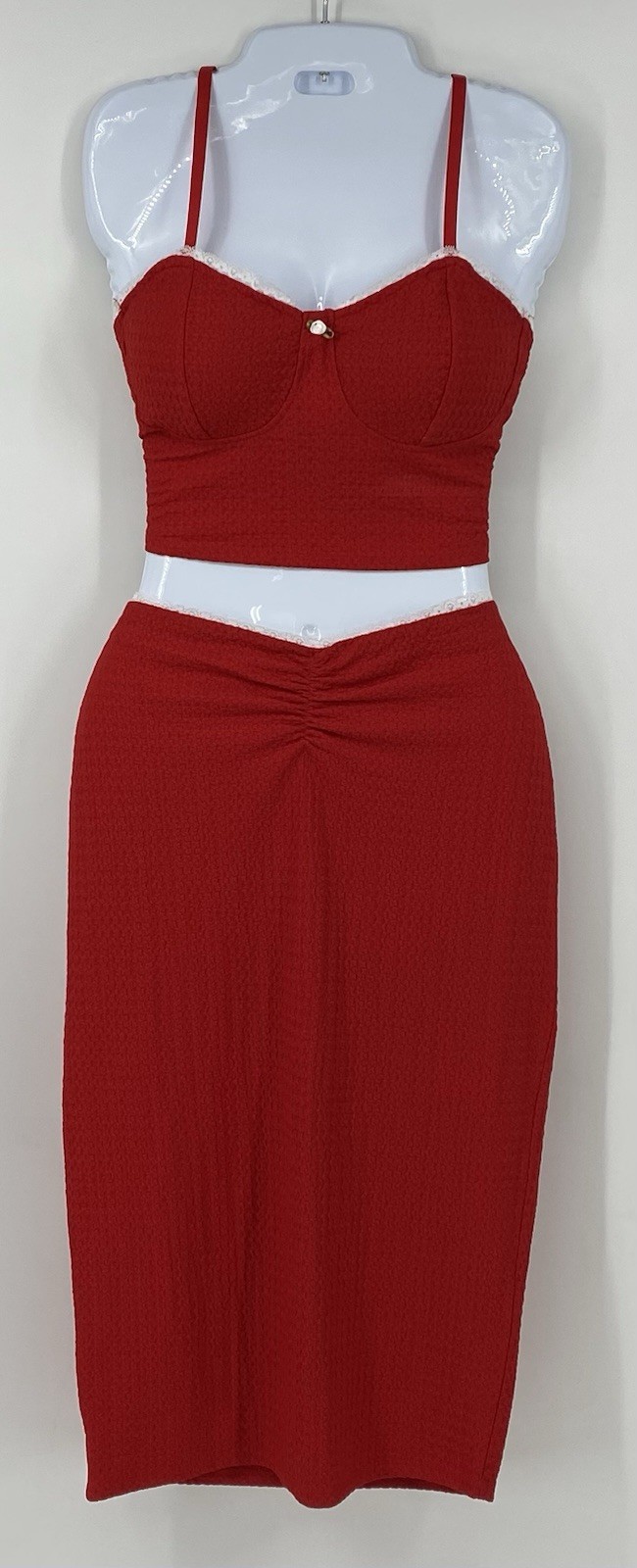 Madden NYC Size Small Preowned Women’s 2 Piece Set Red Skirt & Top EUC