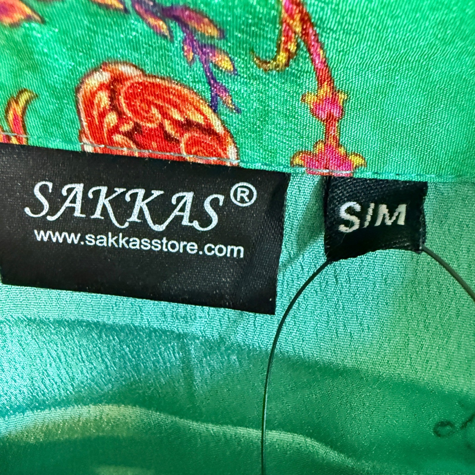 Sakkas Fits a Large Floral Paisley High-Low Shirt Dress Green Boho OS1650