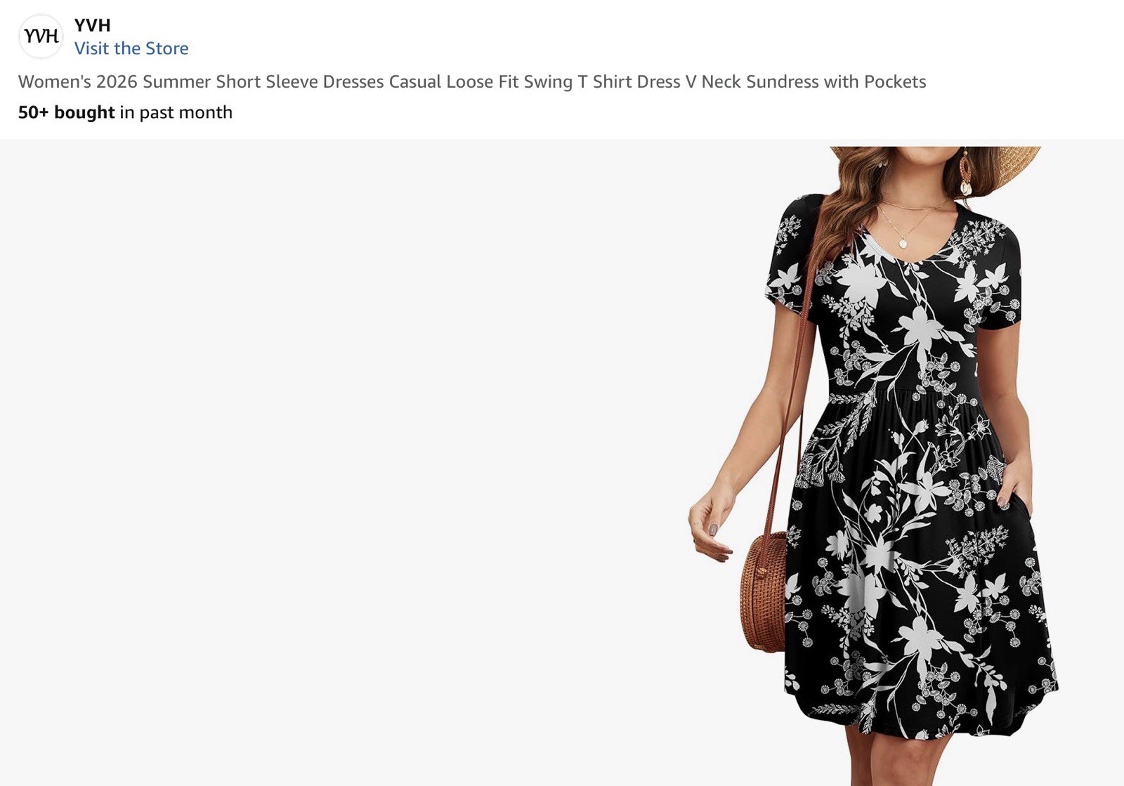 YVH Women’s 2026 Summer Shrt Sleeve Dress Casual Loose Fit Swing Sundress Medium