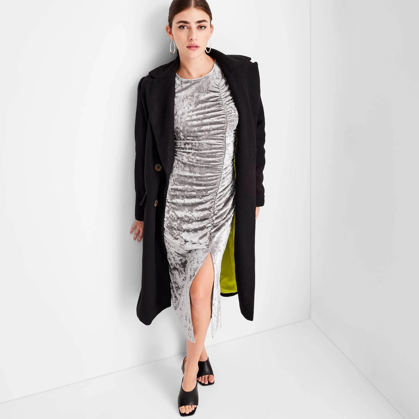 Future Collective Velvet Ruched A Line Dress Women’s Open Back – Size Large