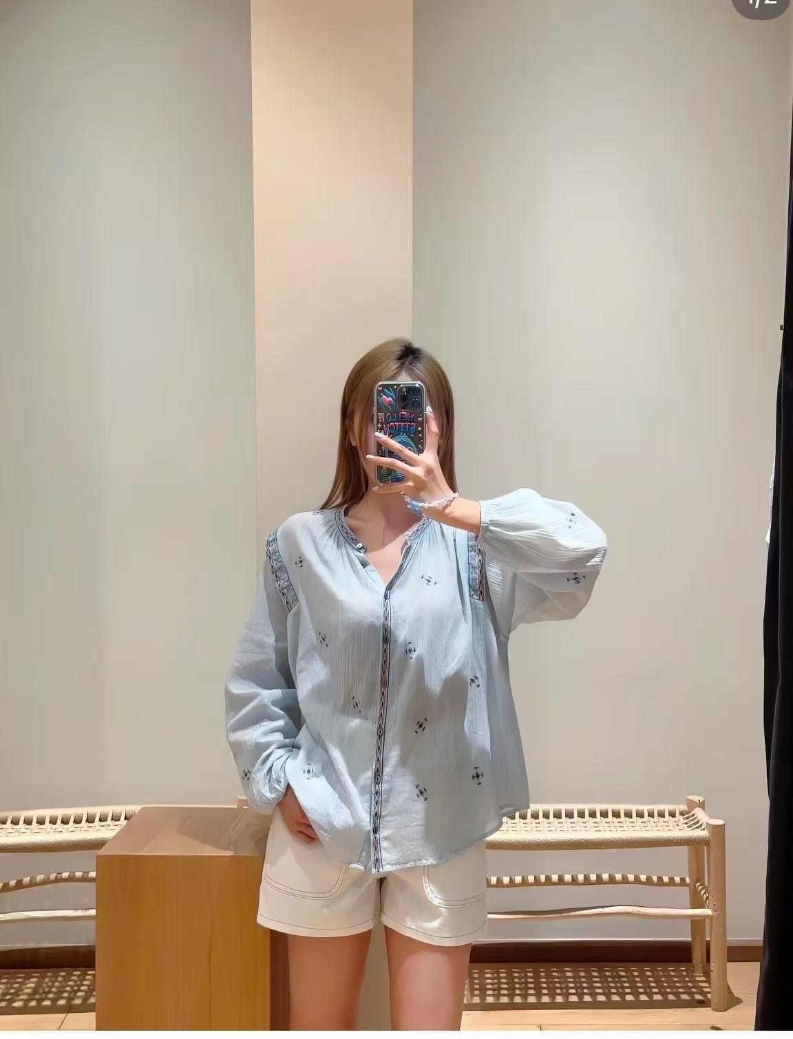 2026 spring/summer bash bohemian lace round neck long sleeved shirt