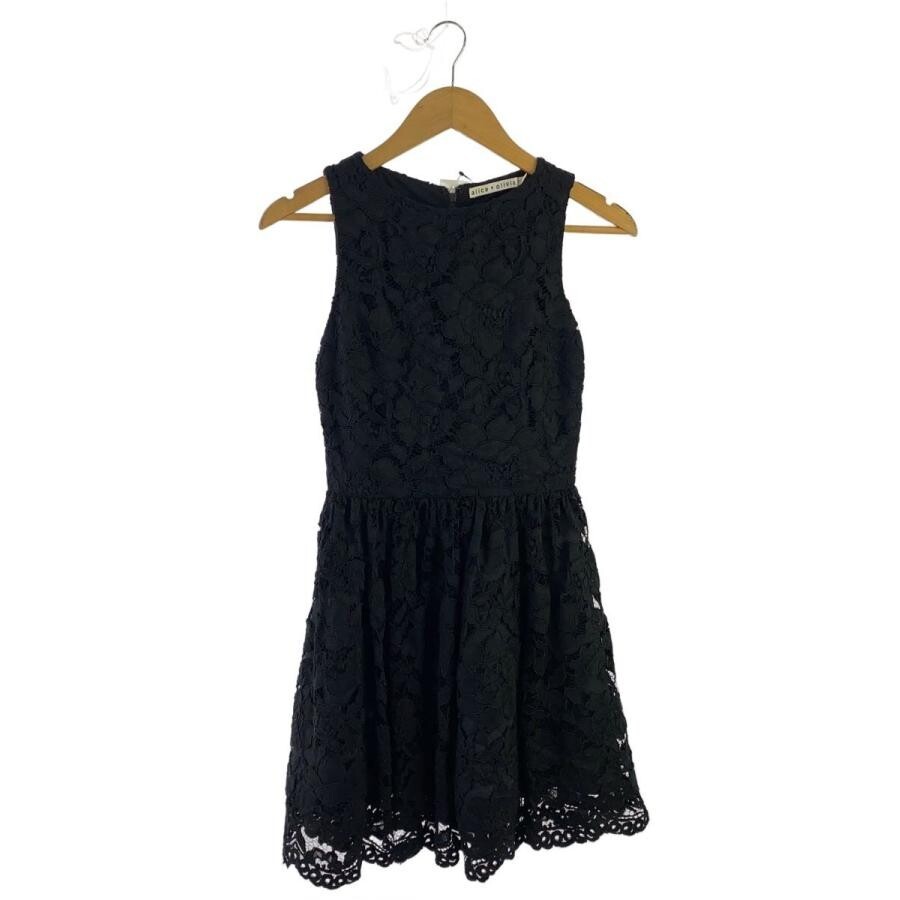 alice olivia Black Lace Sleeveless Knee Length Dress Women Nylon Auth