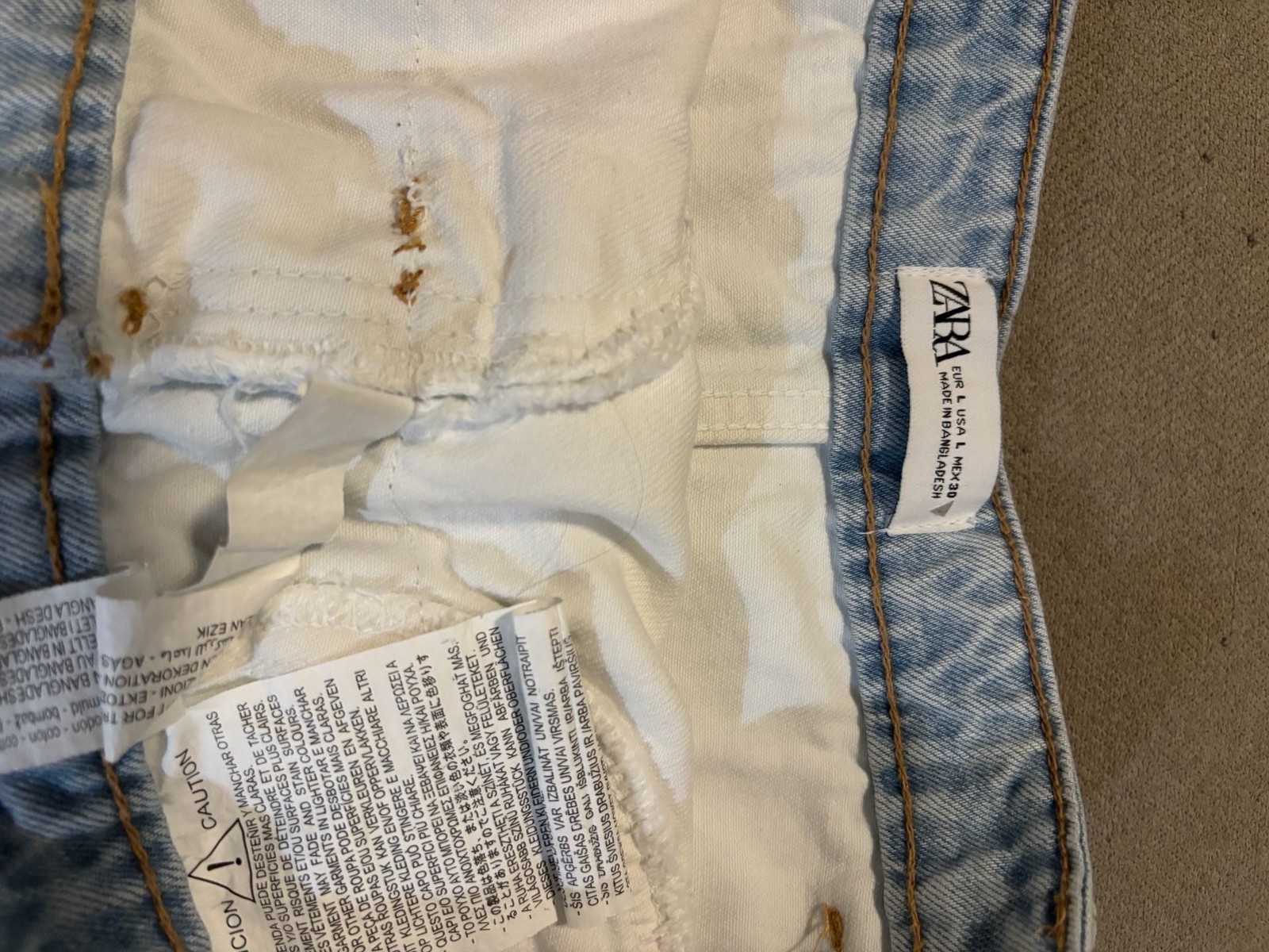 Zara Strapless Two-Tone Denim Mini Dress White and Blue