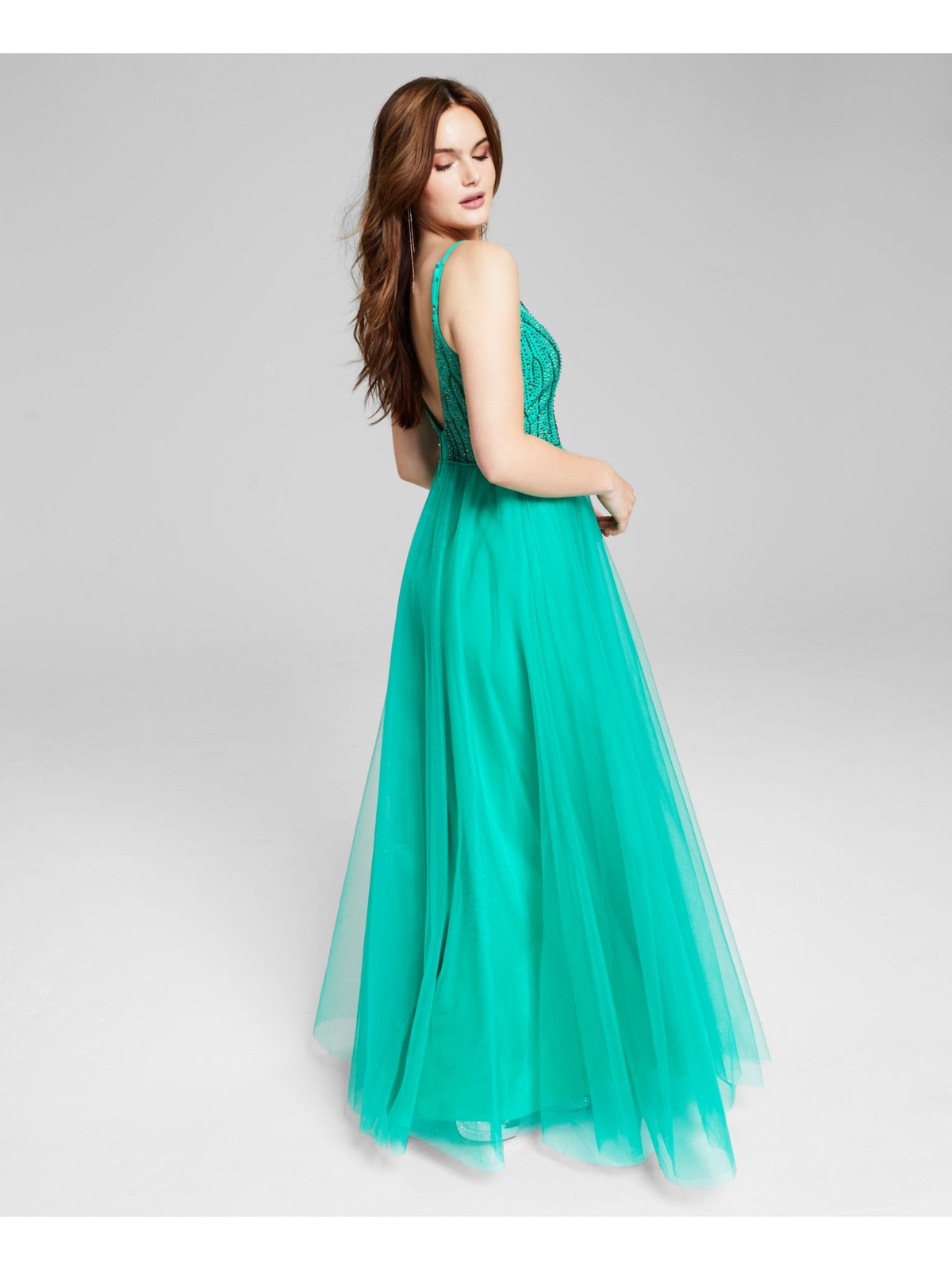 SAY YES TO THE Womens Gown Dress Green Sleeveless Formal Lined Juniors 5