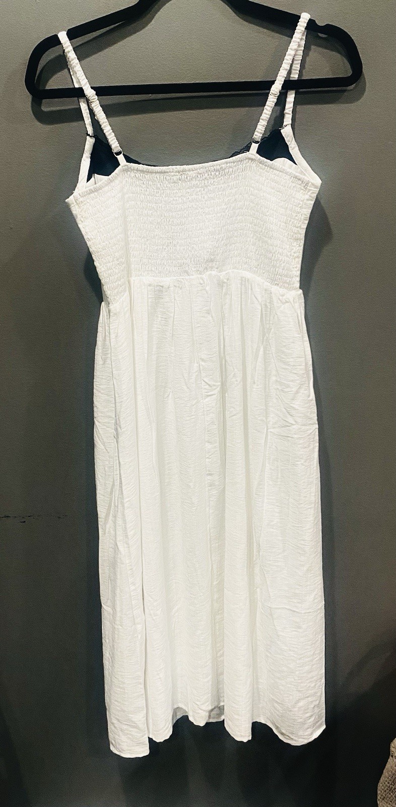 Women’s White Midi Dress Sweetheart Corset Style Bodice Ruffle Dark Trim Size S