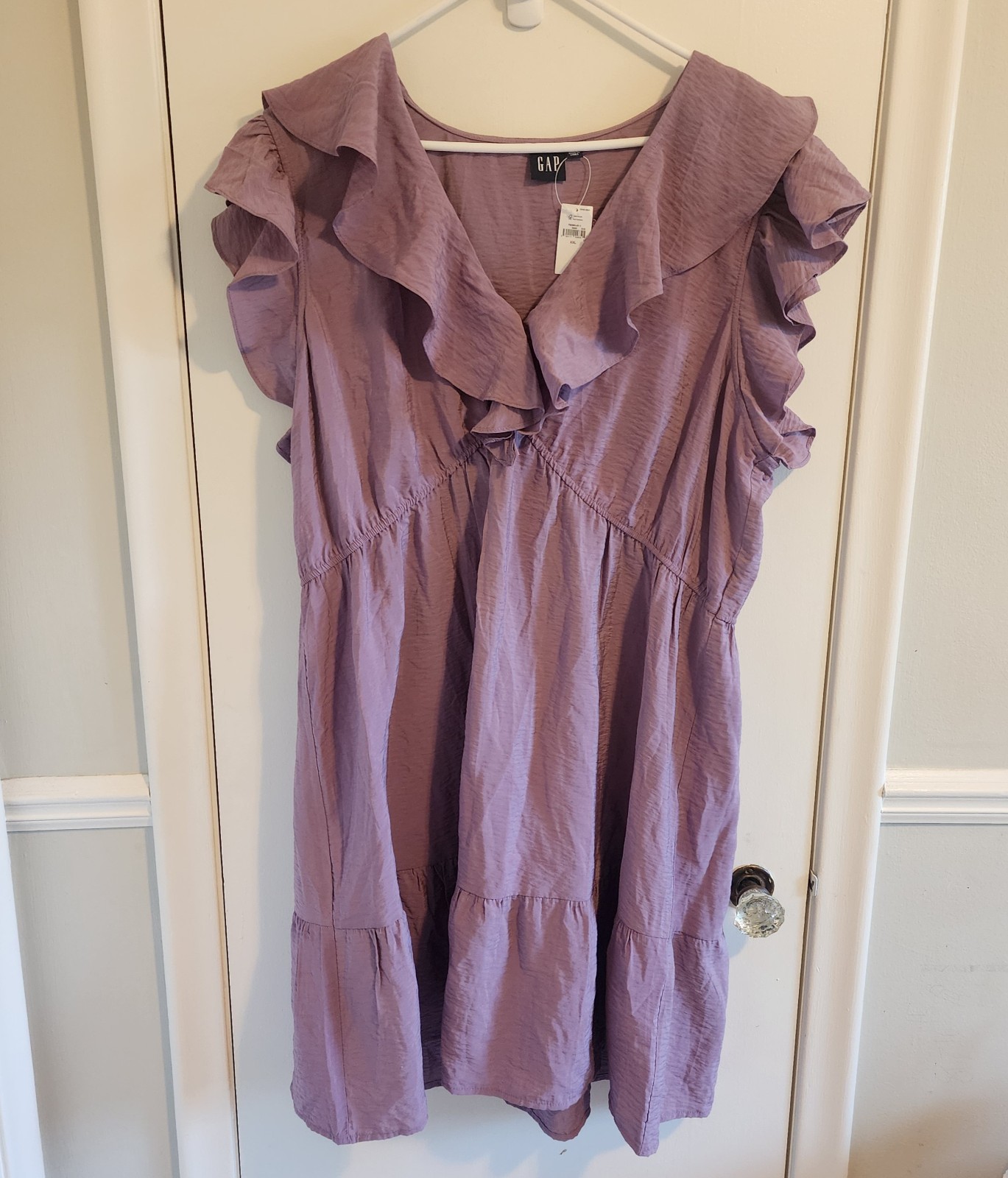 NEW GAP Size XXL Purple Ruffle Front Short Sleeve Dress