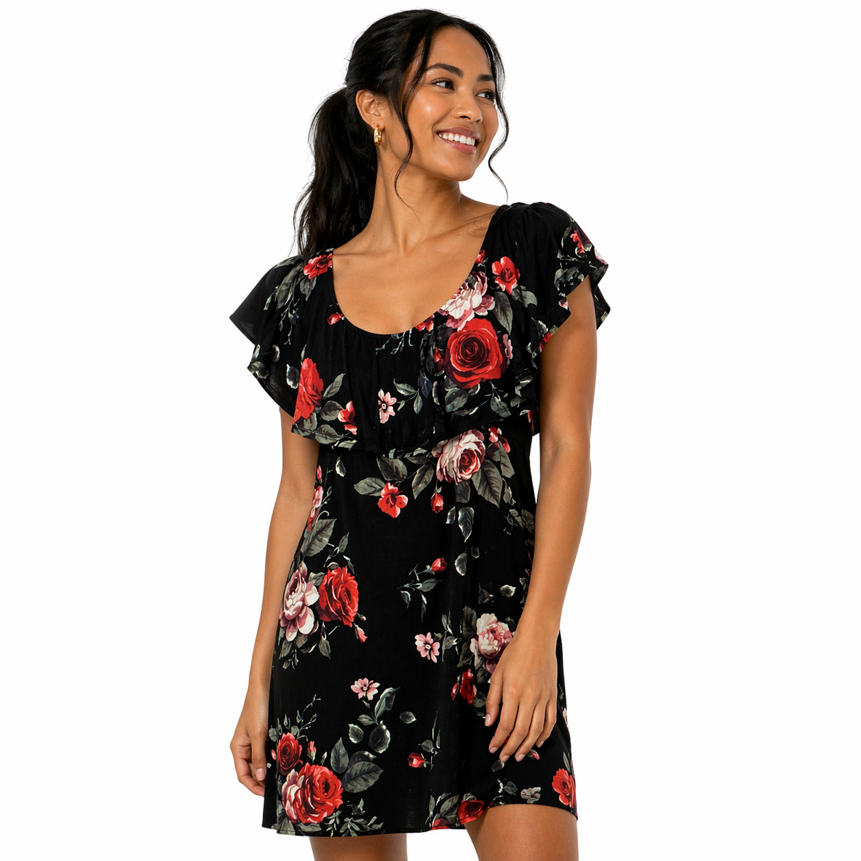 Size Medium J For Justify Dress Floral Black W/ Roses Cottagecore New Z1
