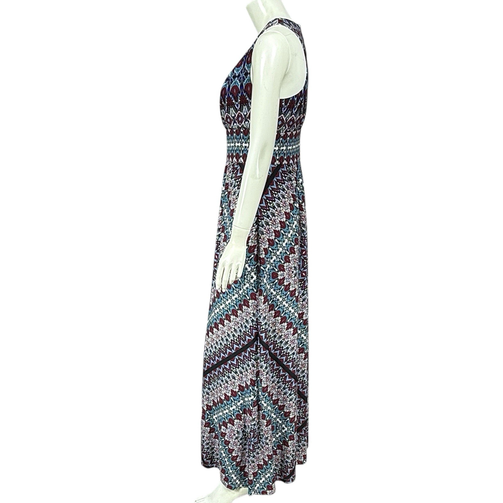 London Times Dress Womens 6 Maxi Mandala Ikat Boho Festival Kaleidoscope Trop