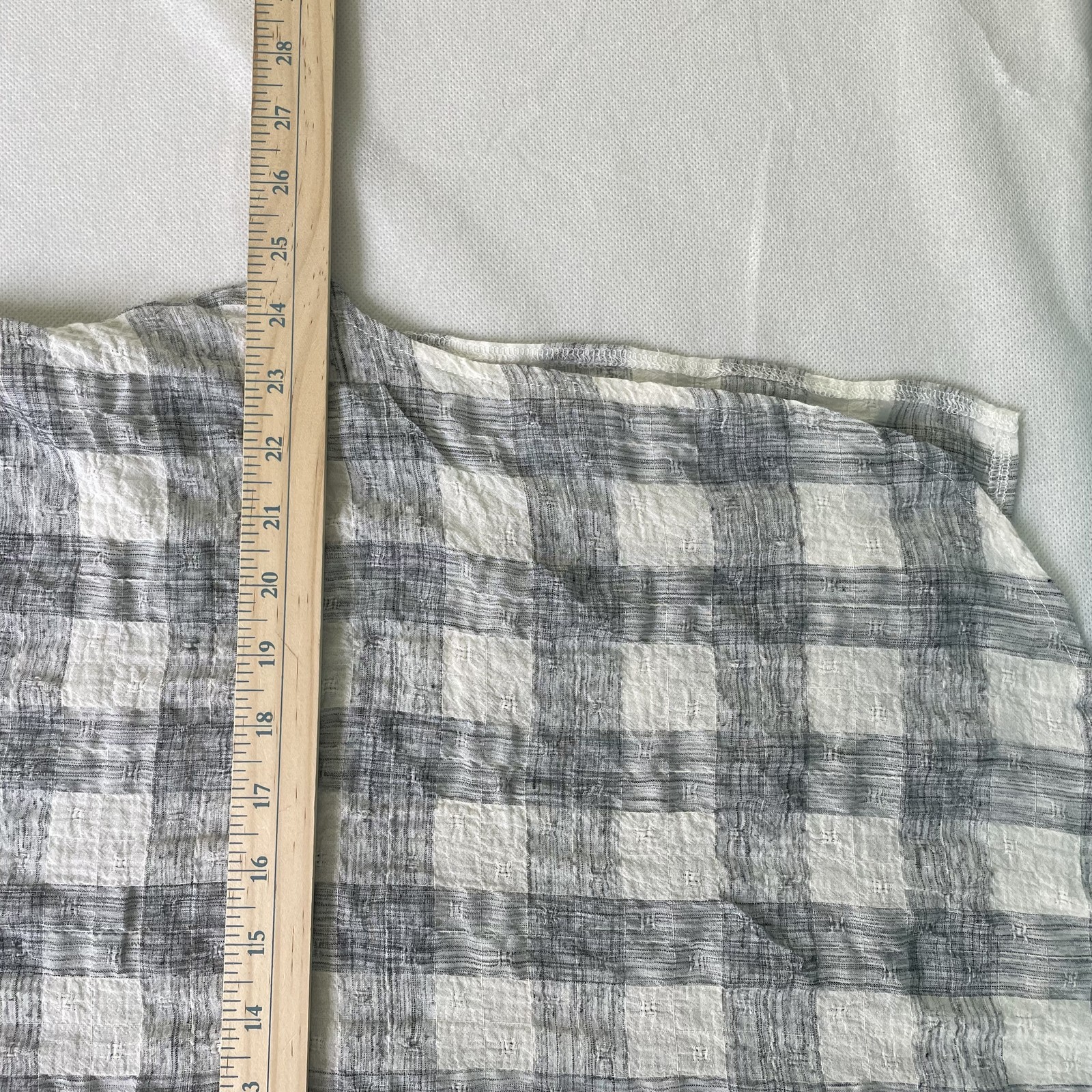 Easel Shirt Dress Plaid Long Sleeve Button Front Cotton Gray White Size S
