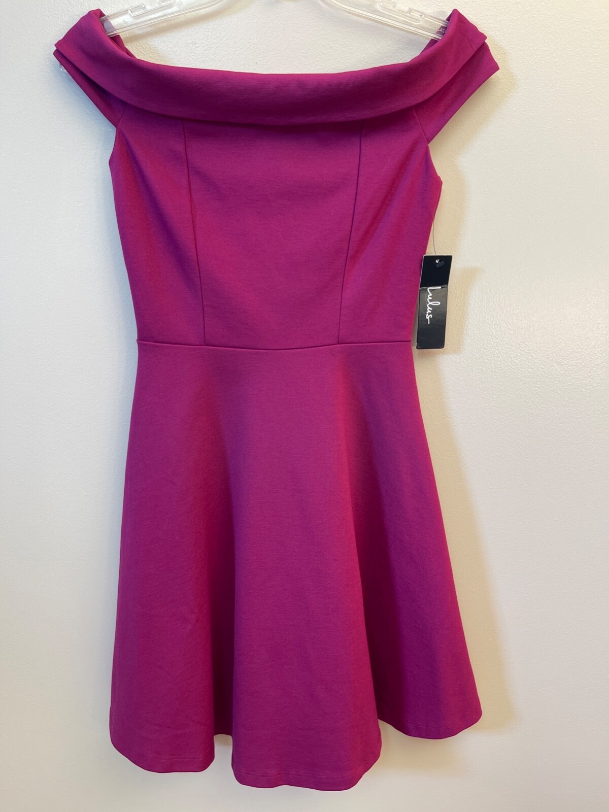 NWT LuLu’s Dress XS Off the Shoulder Burgundy Skater Medium Weight Fit and Flare