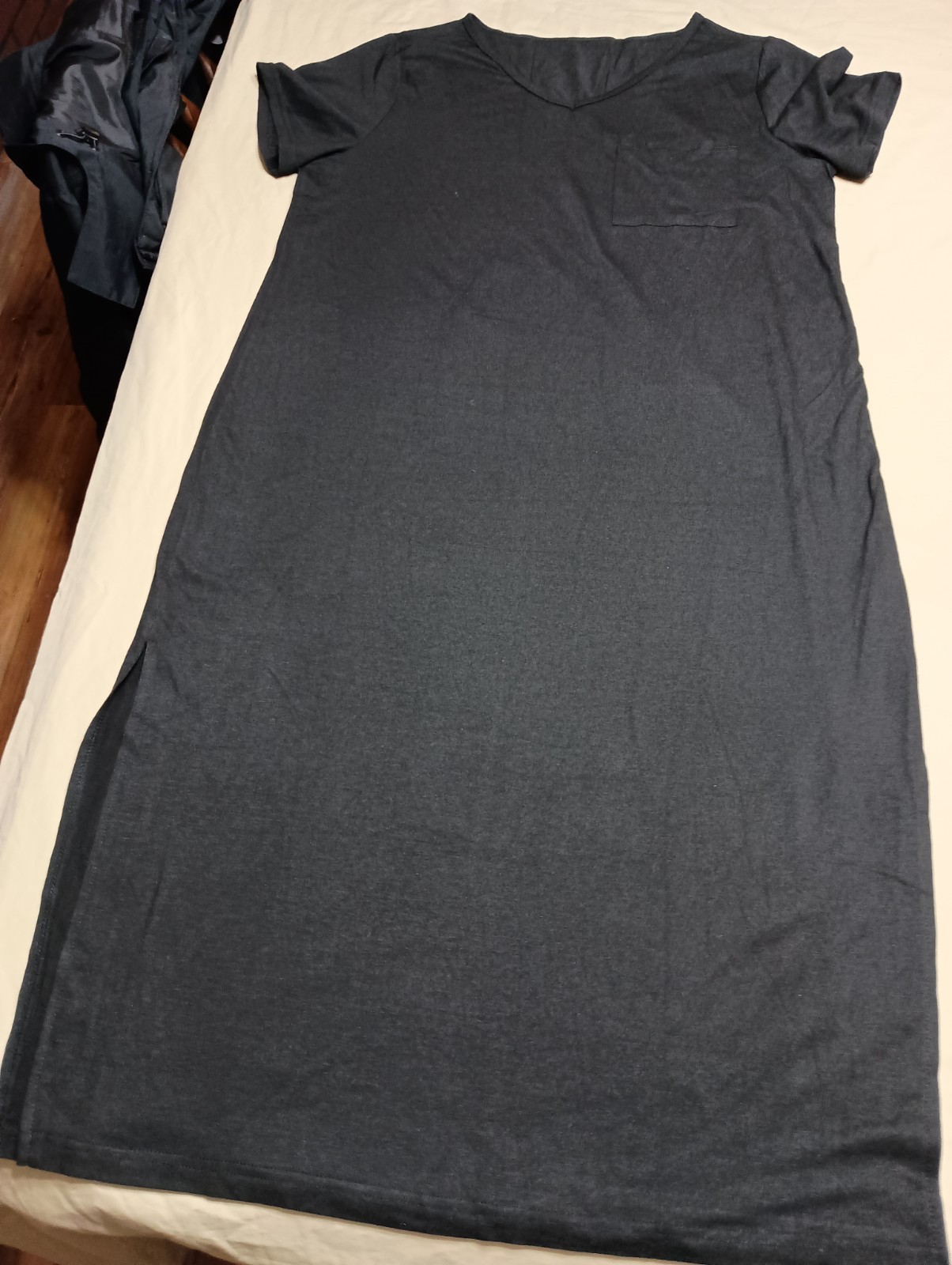 48″ Basic Black 60% Polyester 35%Rayon 5% Elastane SS Pocket Casual Women’sDress