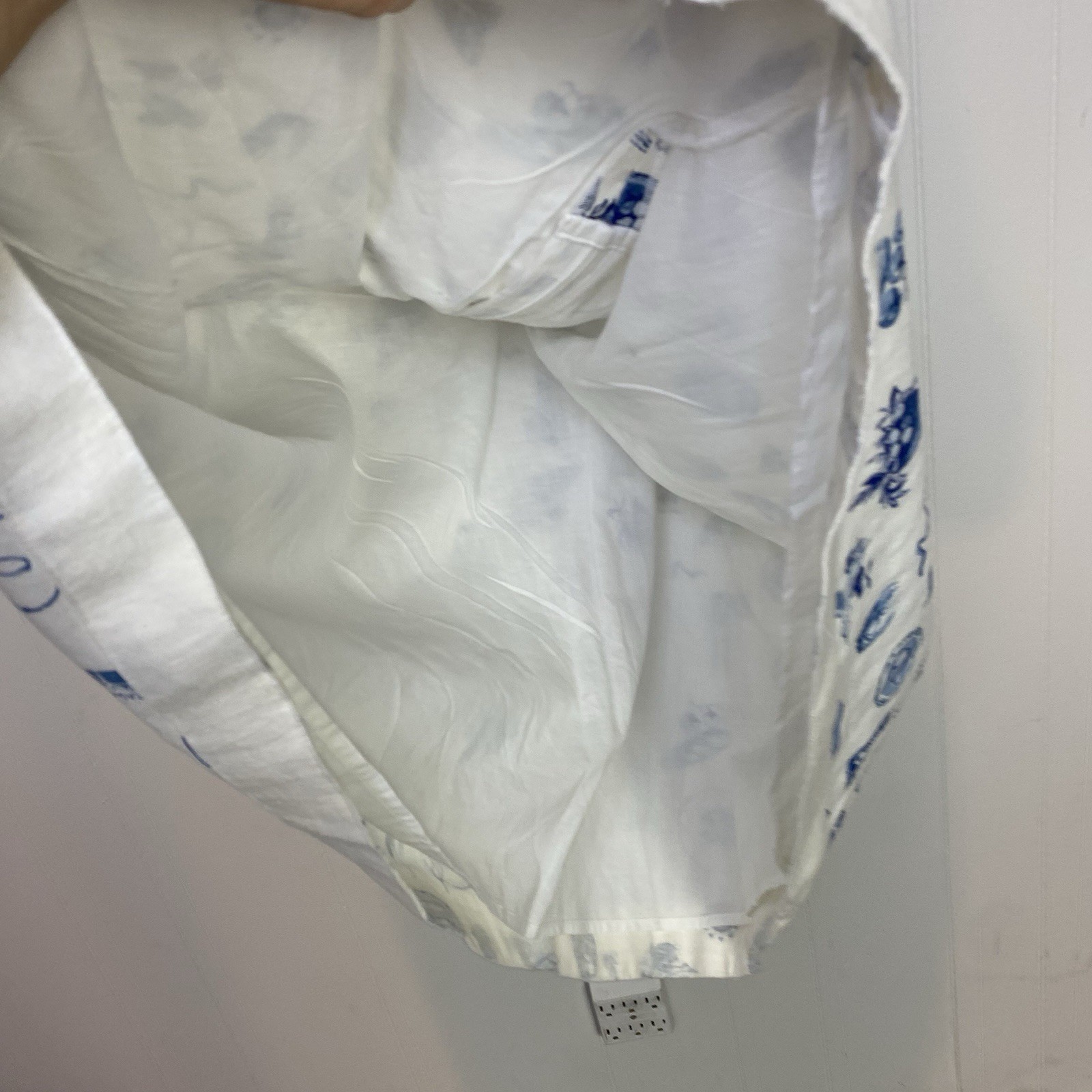 Abercrombie & Fitch Linen cotton Wide Strap Printed Mini Dress XXLp white blue