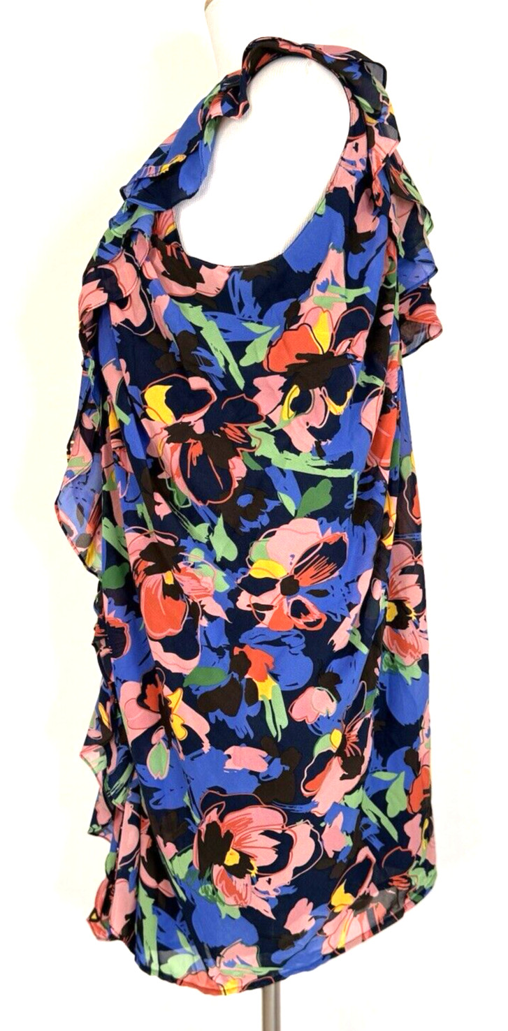 H&M Womans Size 12 Dress Sheath Floral Sleeveless Ruffles Midi Hook Eye Classic