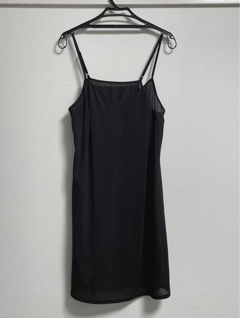 Banana Republic Black Sheer Chiffon Pintuck Shirt Dress 2Piece Set Slip Line SzM