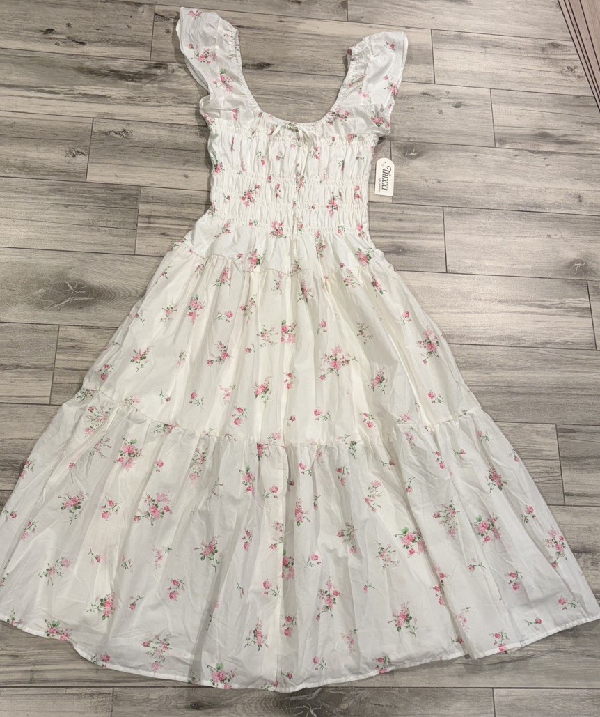Trixxi Los Angeles Women’s Tiered Floral Sleeveless Maxi Cotton Dress Size XL