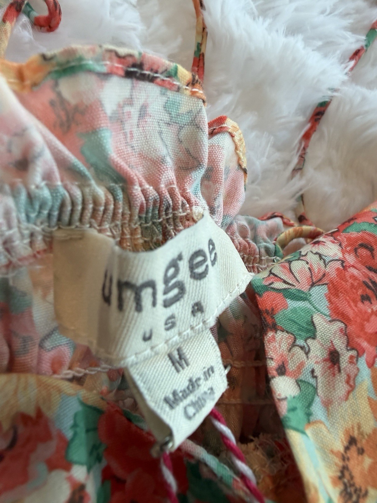 Umgee Women Floral Smocked Waist Sundress Sz M Cottagecore Prairie Peasant Boho