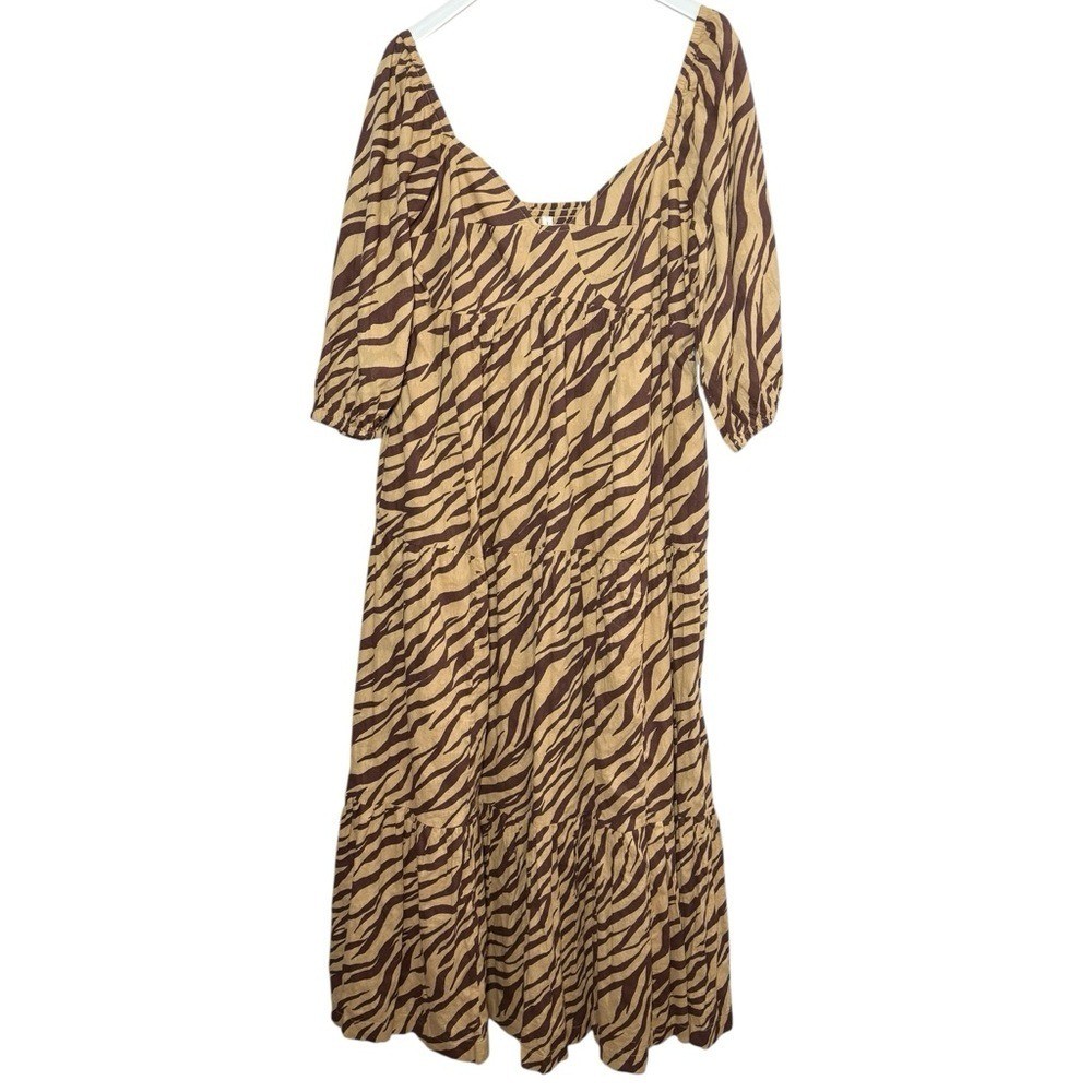 Anthropologie Blossom Maxi Dress NWT Size XL Textured Brown Multi Animal Print